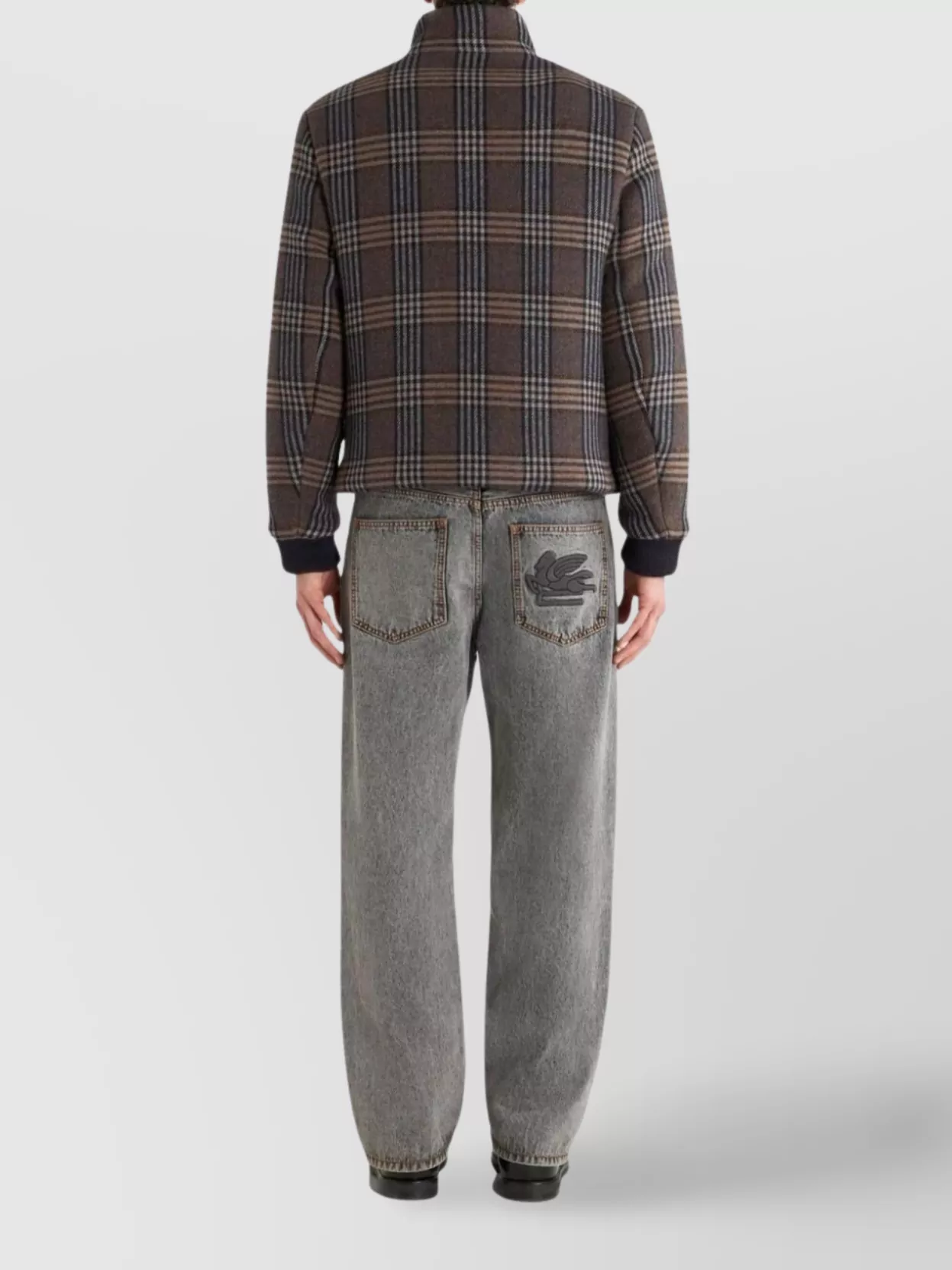 Etro Plaid Coat With High Collar And Pockets