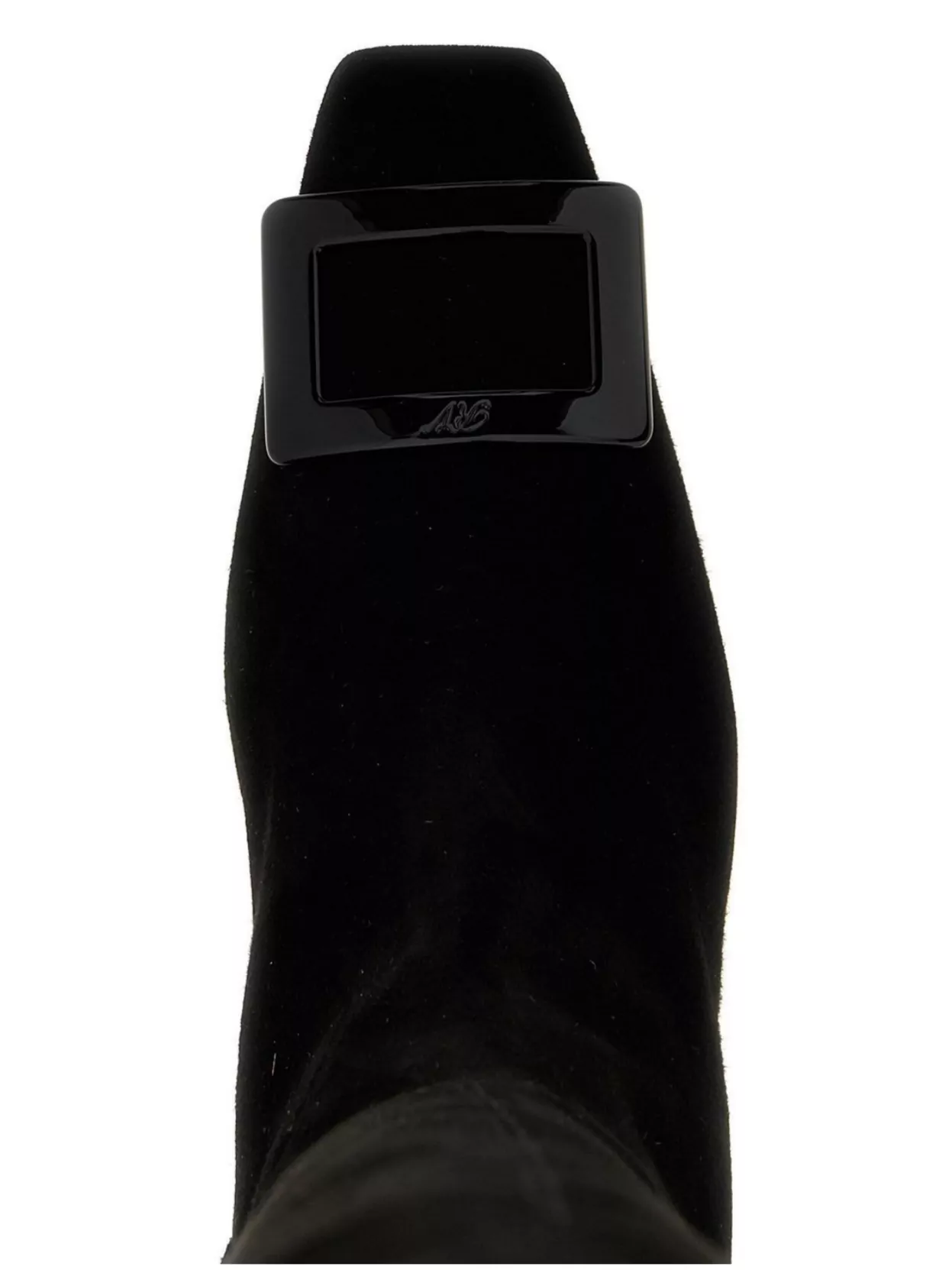 ROGER VIVIER TALL BUCKLE BLOCK HEEL SQUARE TOE BOOTS