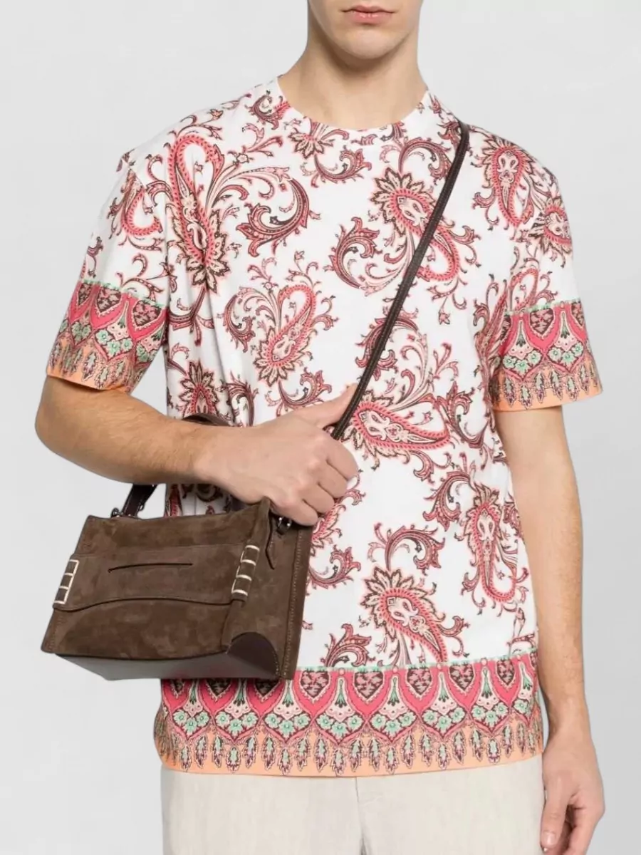 Etro Cotton Paisley Trim Short-Sleeve T-Shirt