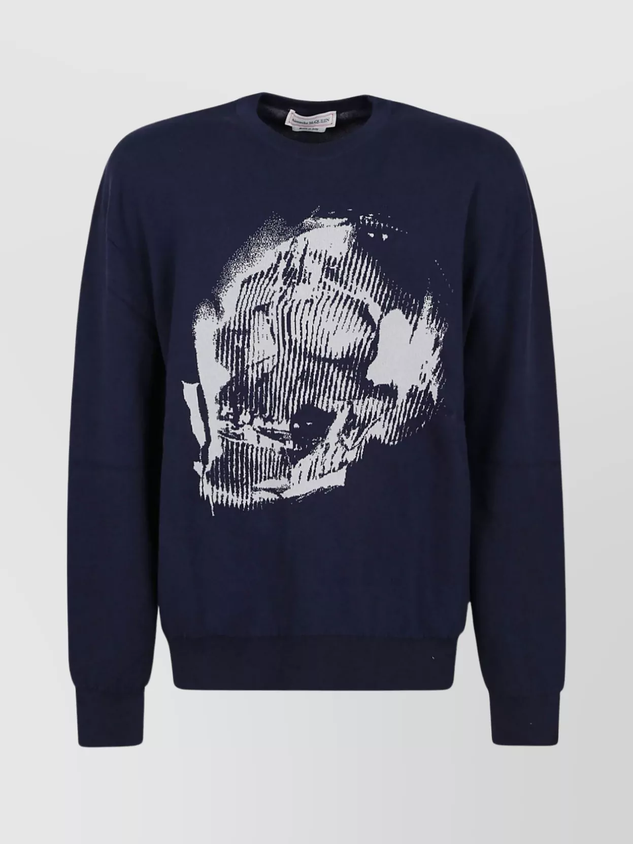 ALEXANDER MCQUEEN SKULL GRAFFITI CREW NECK INTARSIA SWEATER