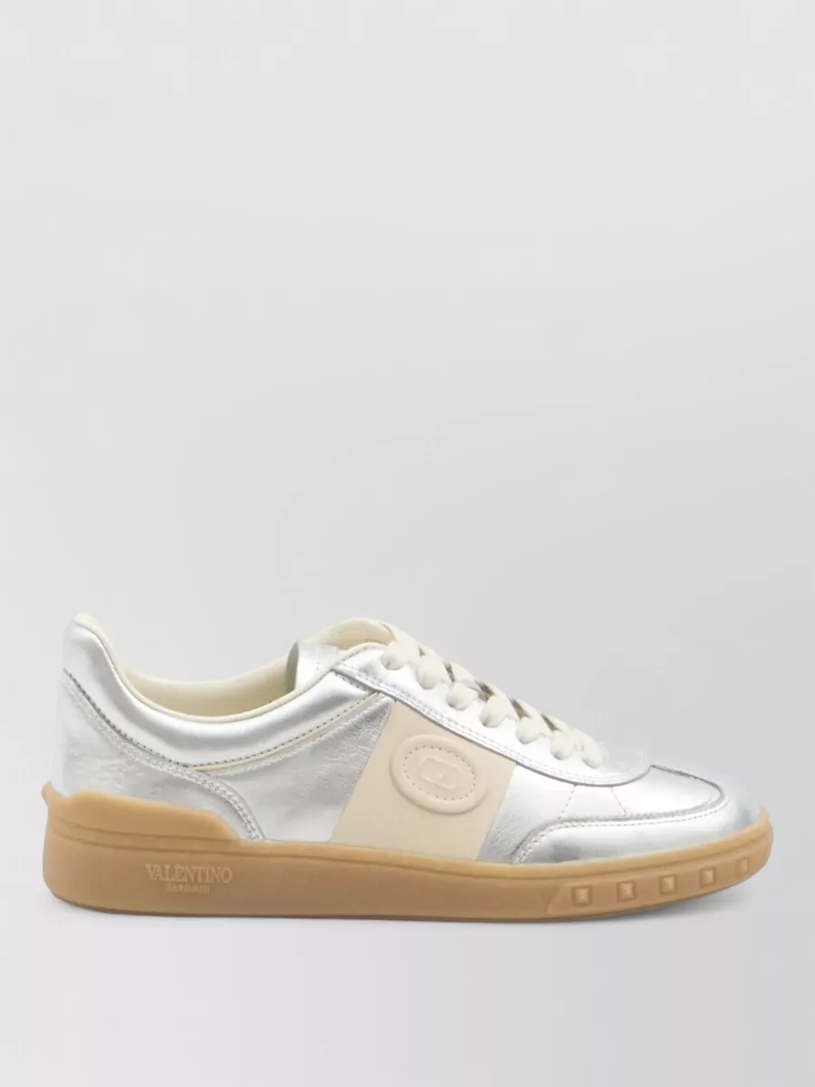 Valentino Low Top Sneakers Metallic Finish Rubber Sole