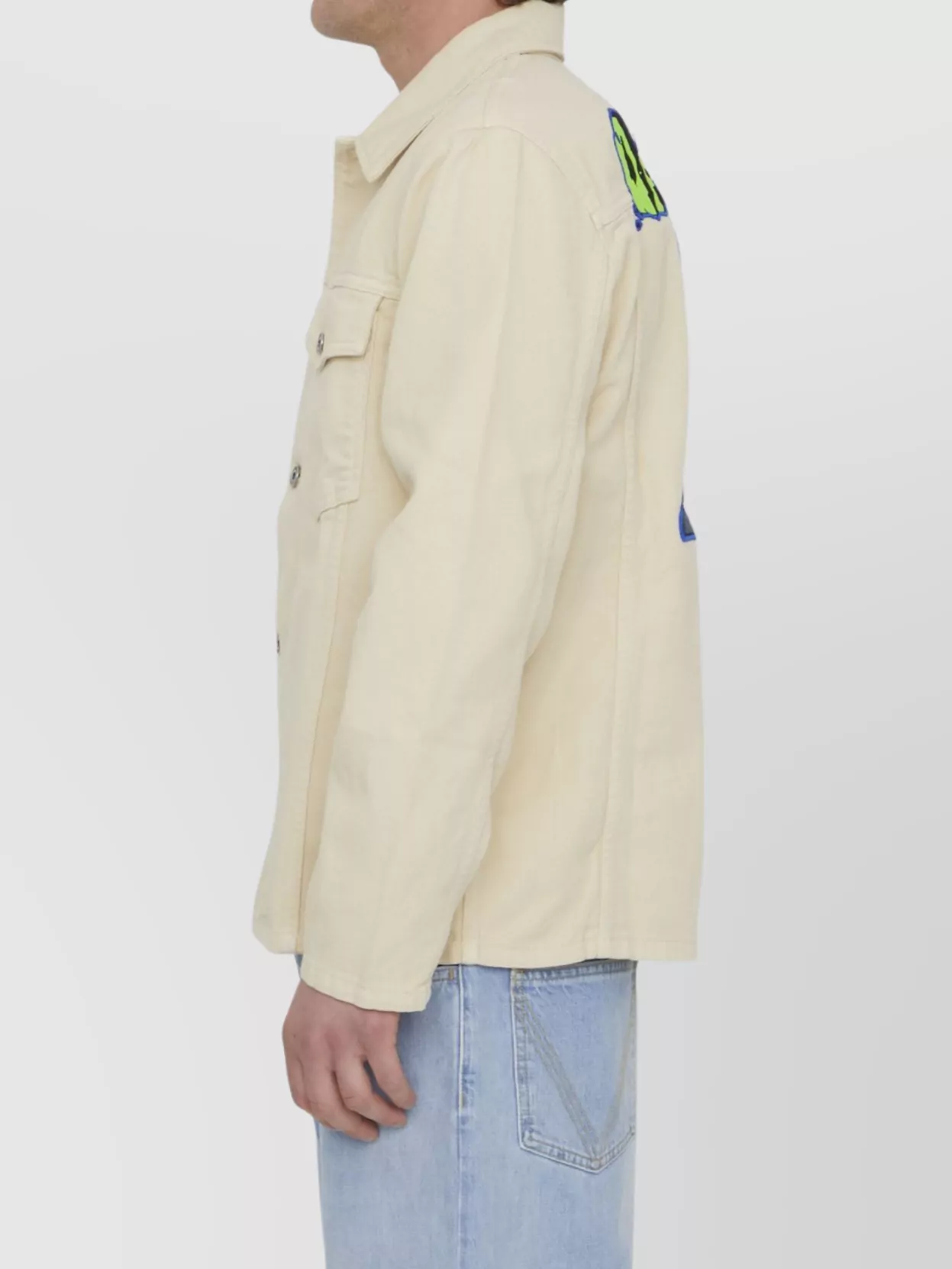 Off-White Embroidered Motif Denim Shirt