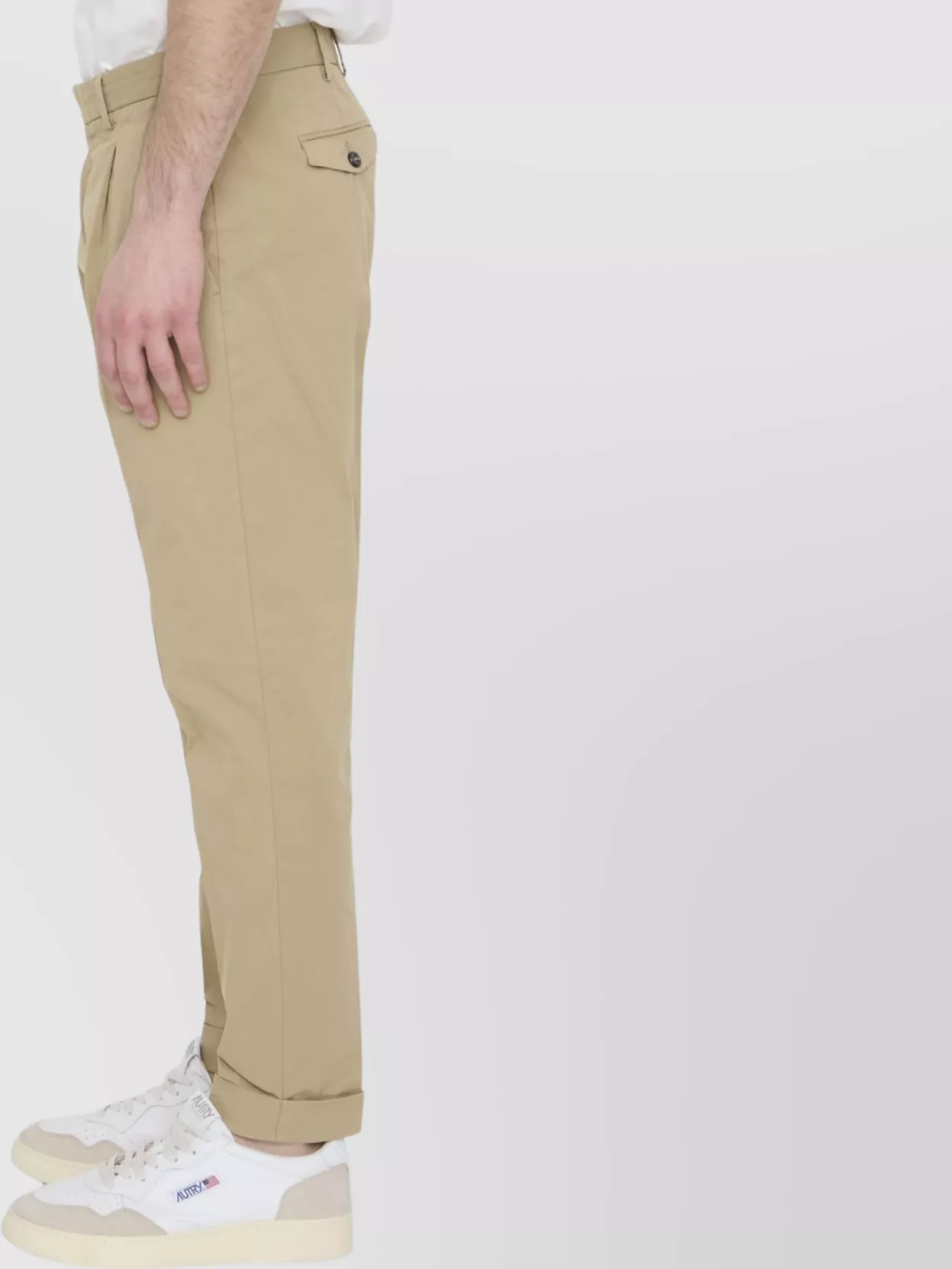 Pt Torino Beige Cotton Trousers In Neutral
