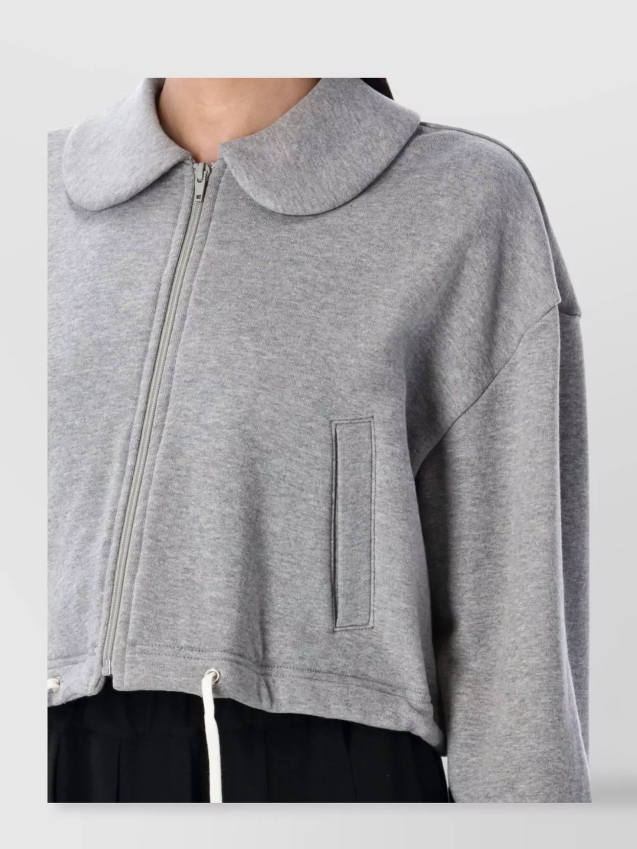 Shop Comme Des Garçons Short Drawstring Hem Zip Fleece Top
