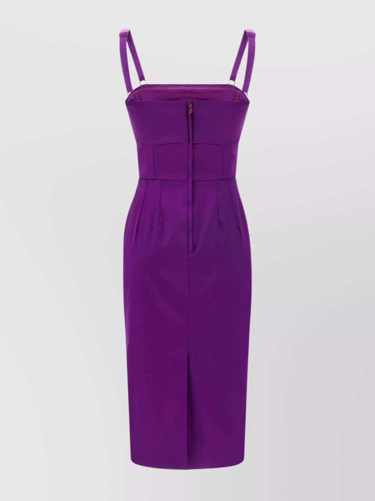 Dolce & Gabbana Spaghetti Strap Fitted Dress With Front Slit In Purple