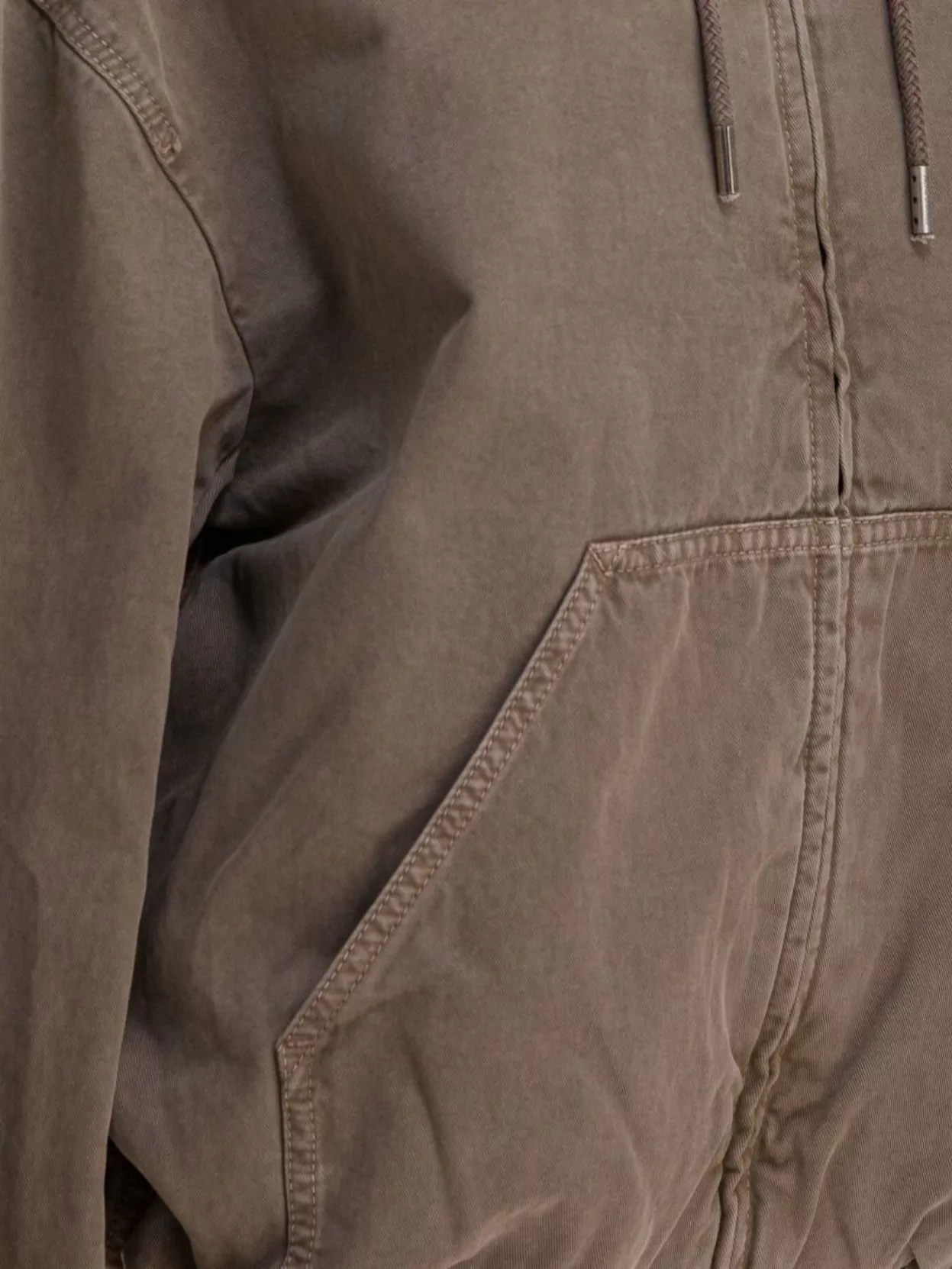Acne Studios Hooded Long Sleeve Jacket Front Pockets In Brown