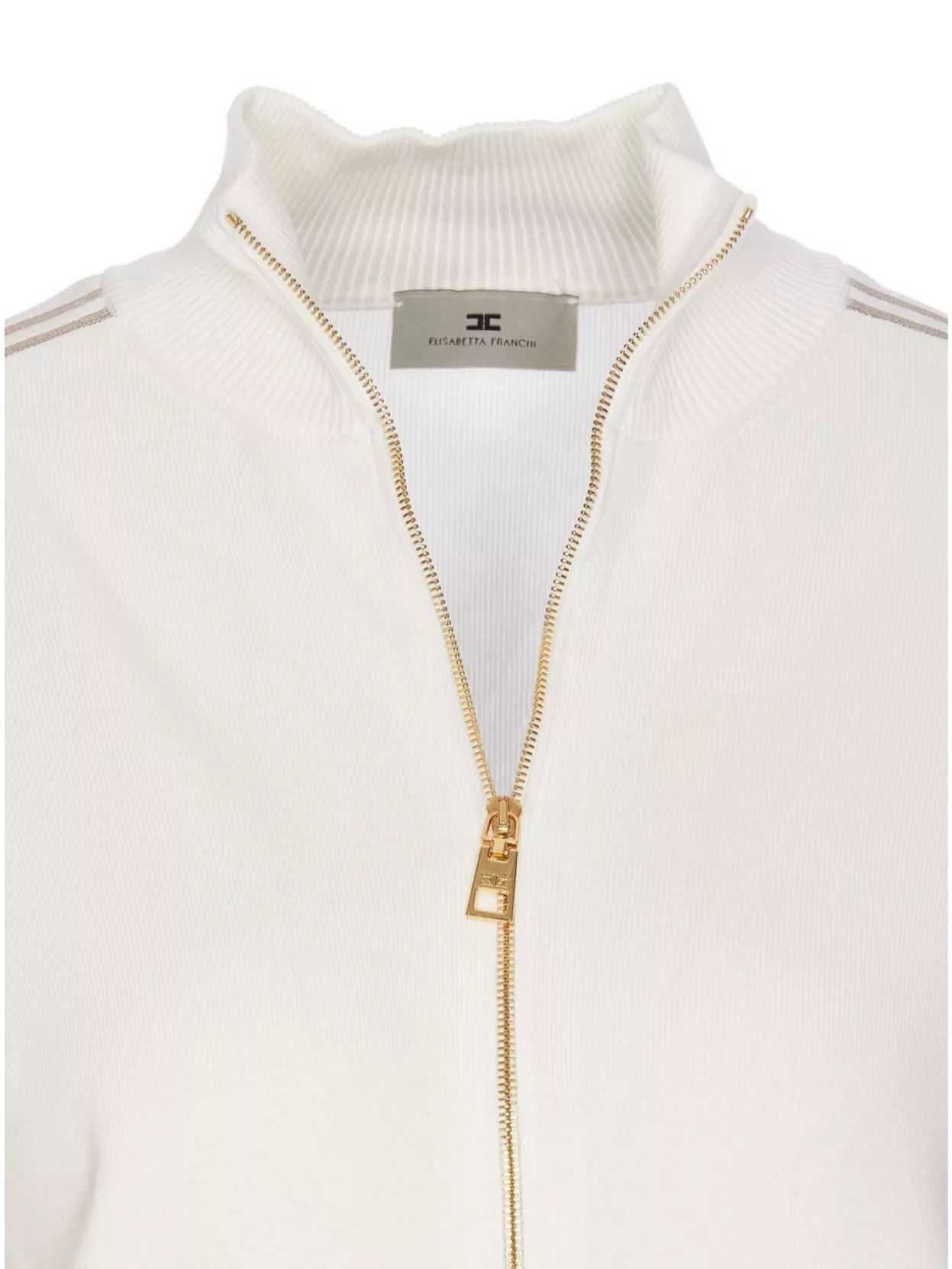 Elisabetta Franchi High Neck Zip Sweatshirt Pockets