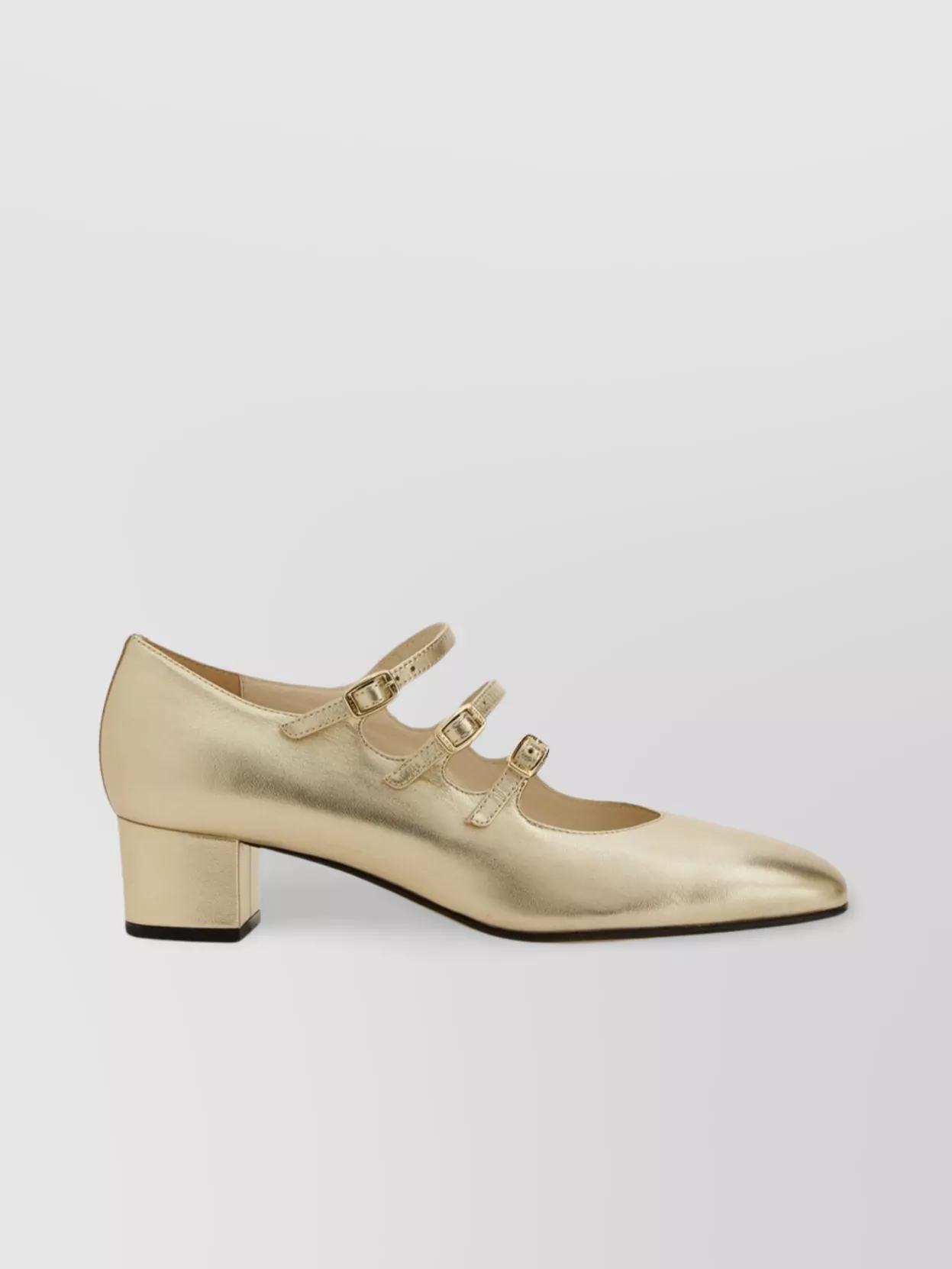 Carel Paris "Kina" Triple Buckle Strap Block Heel Pumps