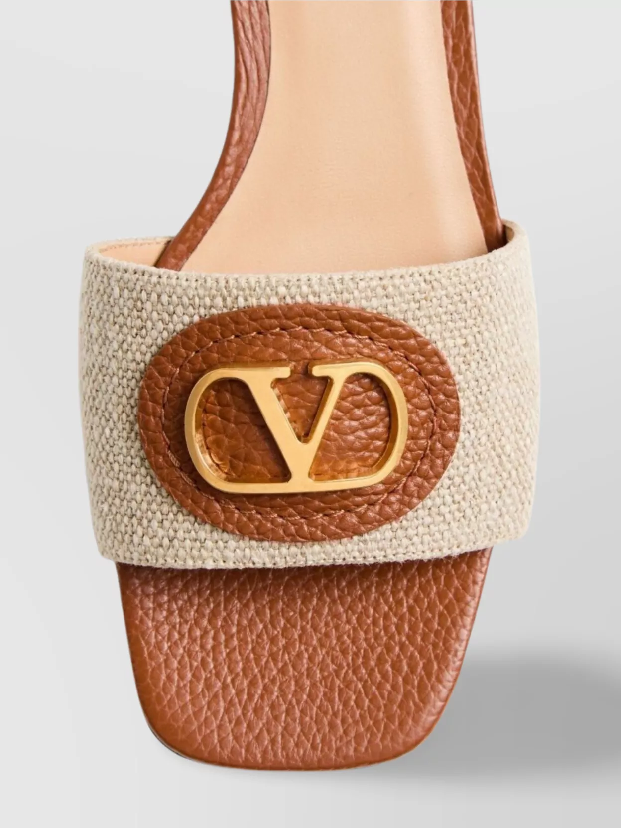 Valentino Vlogo Slide Sandals With Low Stacked Heel
