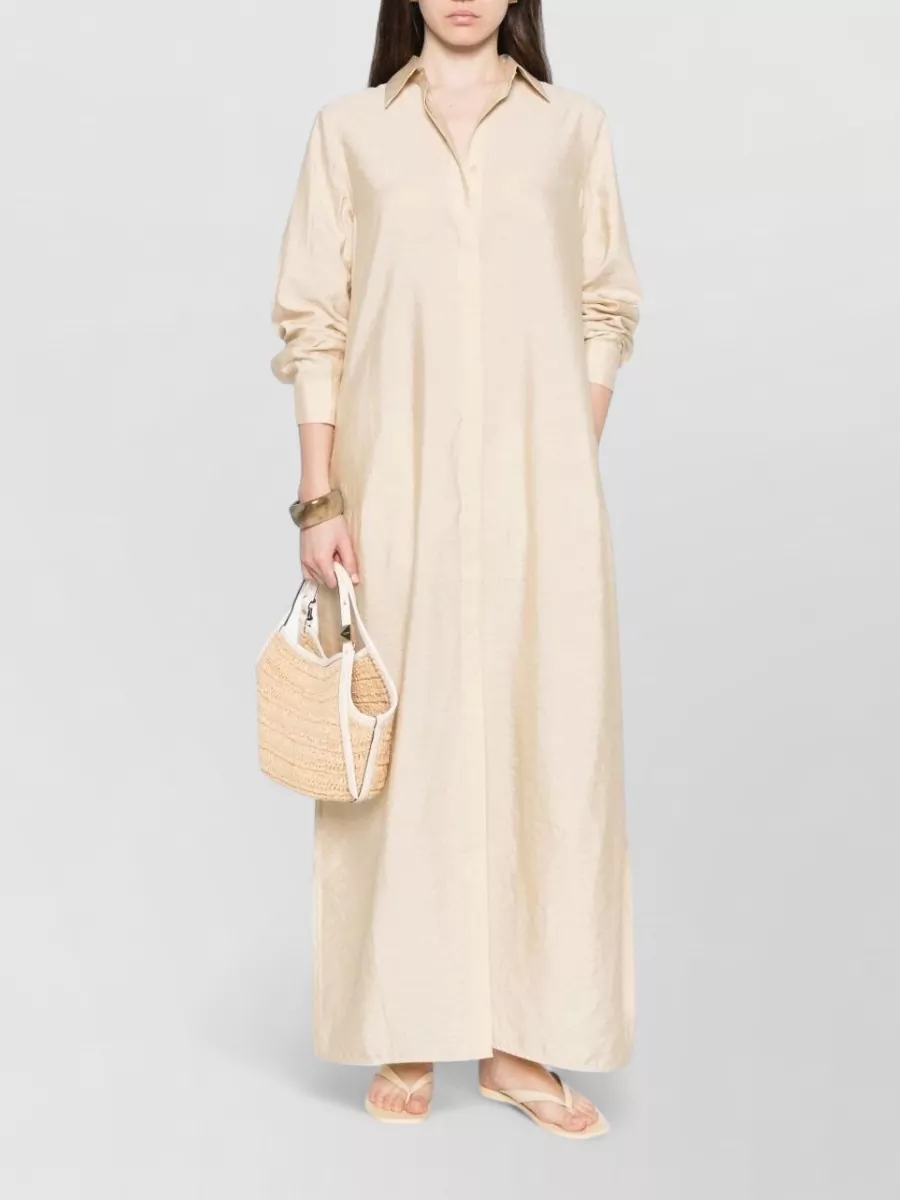 Totême Silk Collared Long-Sleeve Maxi Dress