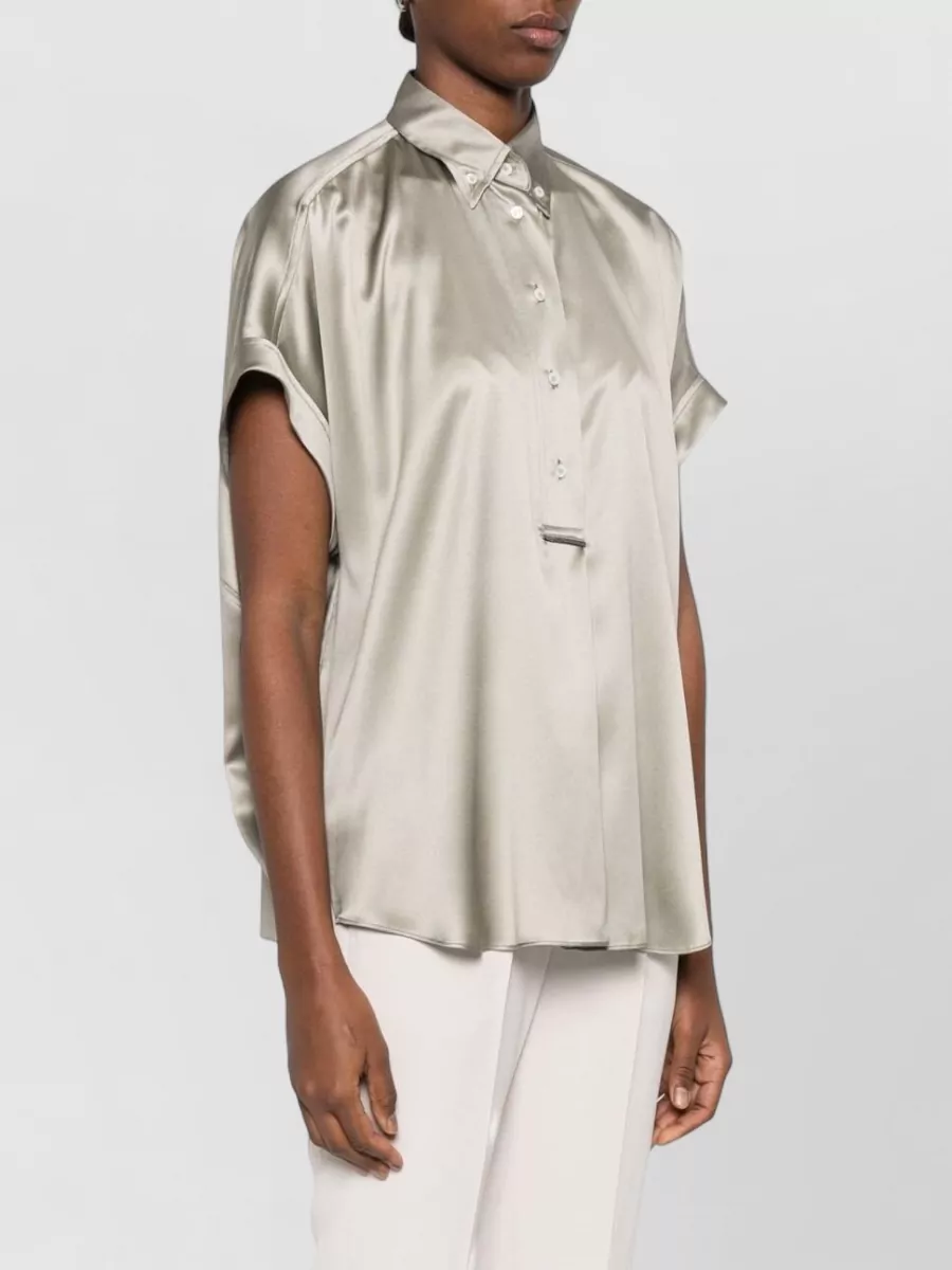 Brunello Cucinelli Silk Short-Sleeve Shirt