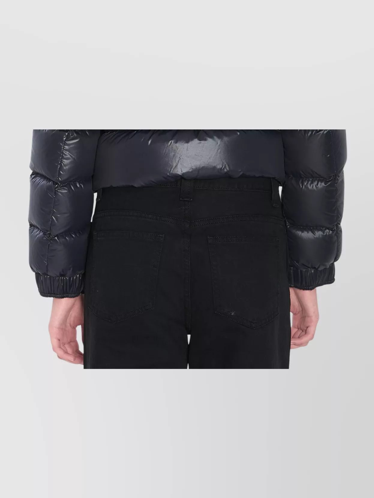 Moncler Slim Fit Puffer Jacket With High Collar In Gray