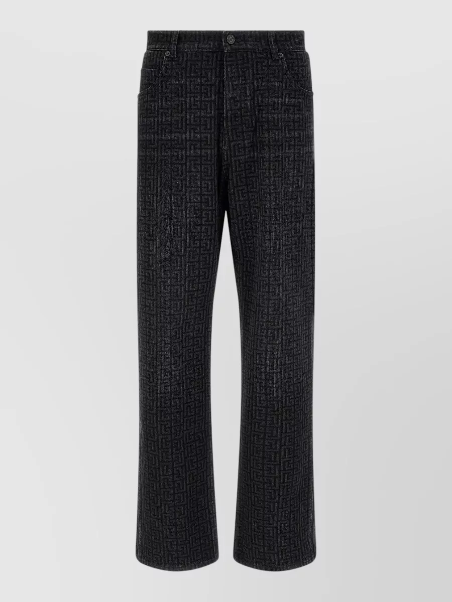 Balmain Monogram Denim Straight Leg Jeans
