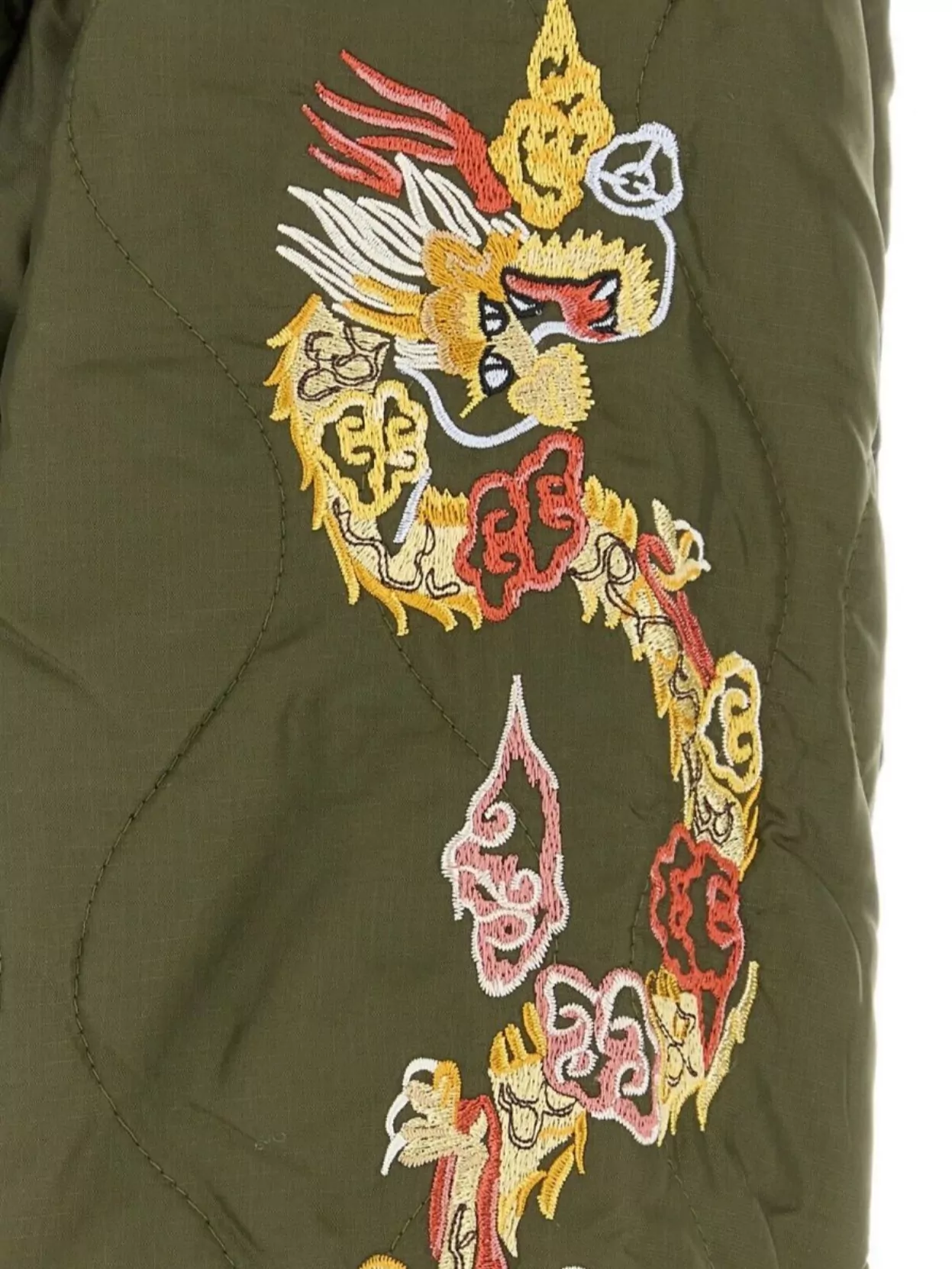 Baracuta Jacket Quilted Nylon Contrasting Embroideries In Green