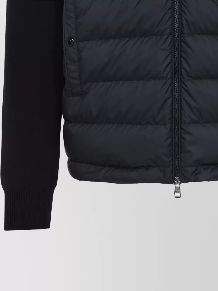 Moncler Quilted Cardigan Jacket Long Sleeves Ribbed Collar