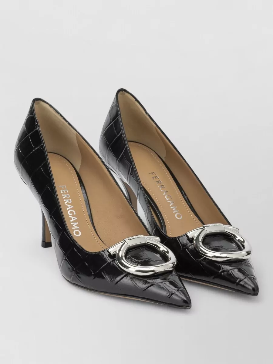 Ferragamo Leather Maxi Gancini 70Mm Pumps