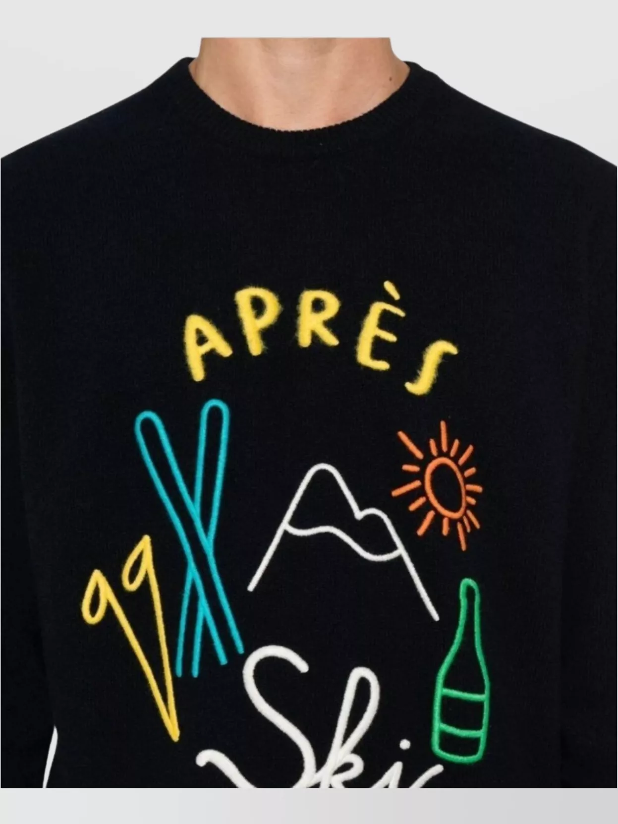 Mc2 Saint Barth Crew Neck Graphic Design Sweaters In Black