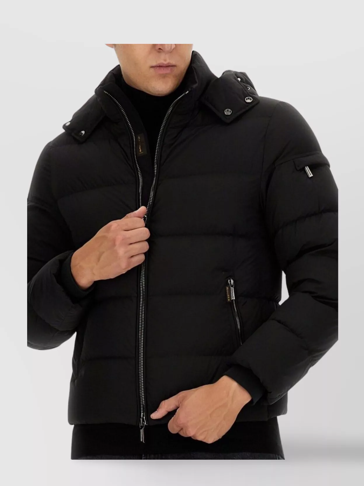Moorer Hooded Quilted Coat Side Pockets