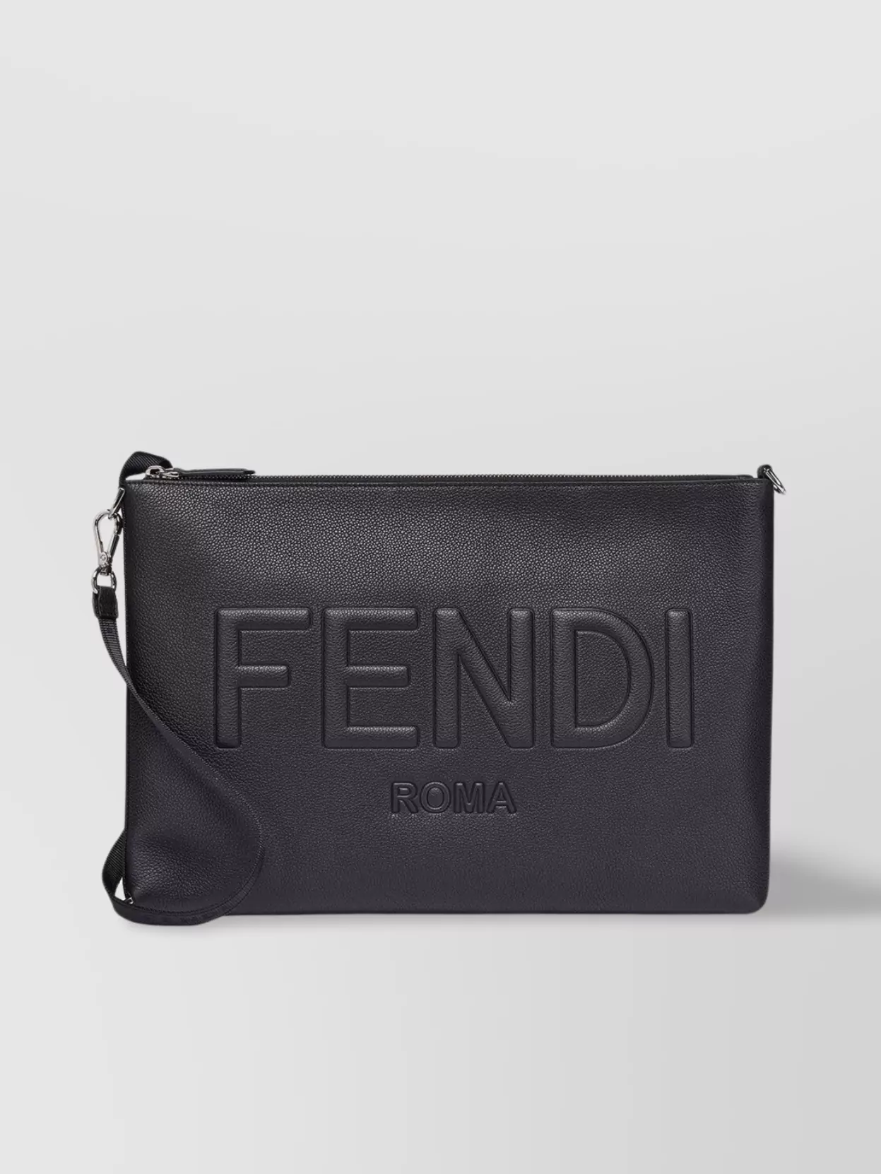 Shop Fendi Sleek Rectangular Bag With Detachable Handle In Black