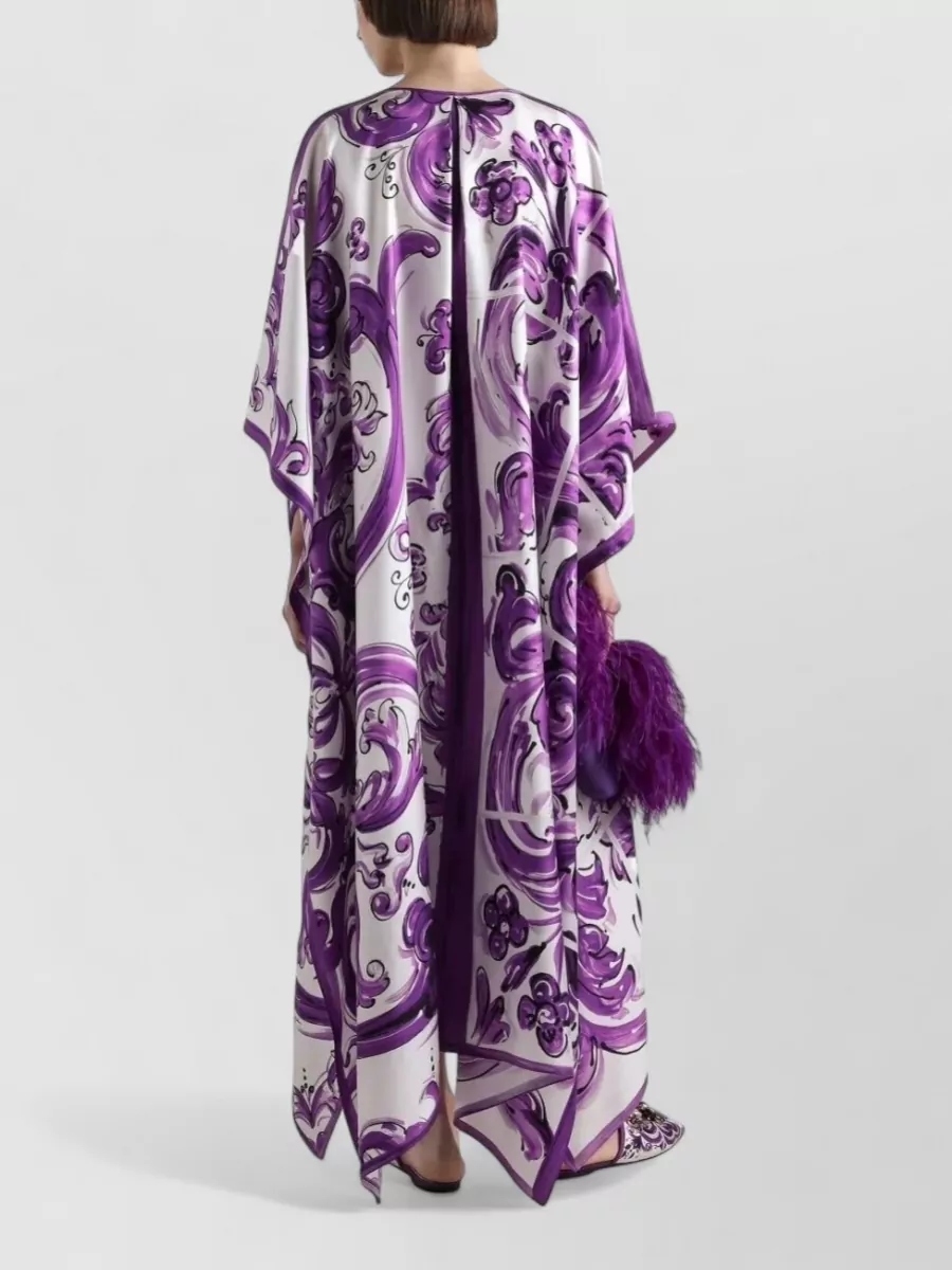 Dolce&Gabbana Majolica Print Kimono Sleeve Floor Length Dress