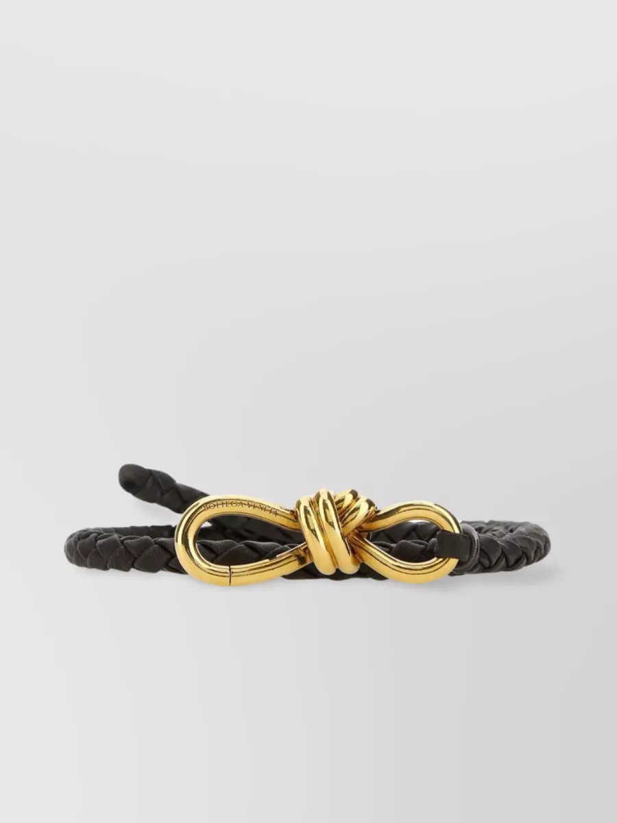 Shop Bottega Veneta Sophisticated Braided Leather Belt With Intricate Motif In Black