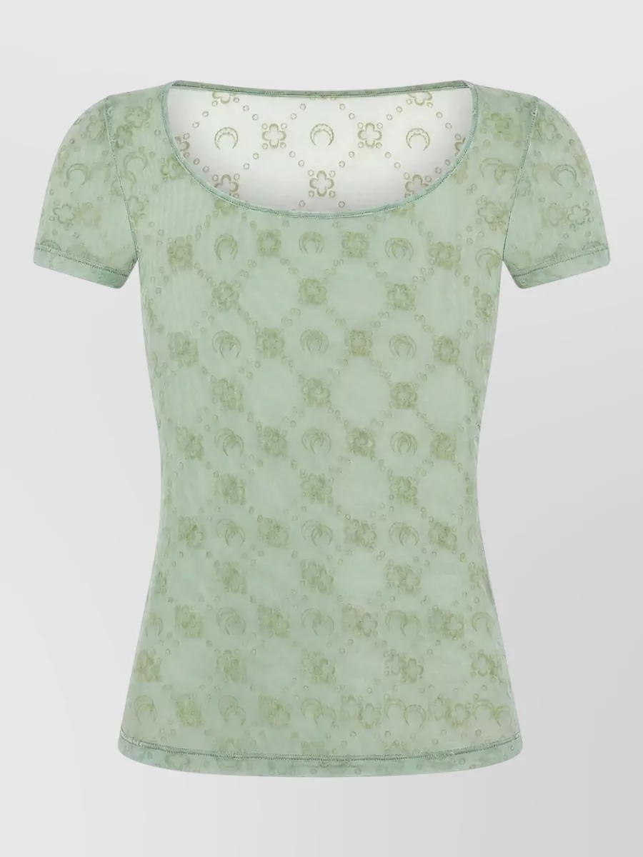 Marine Serre Moonogram mesh short-sleeve round-neck nightdress