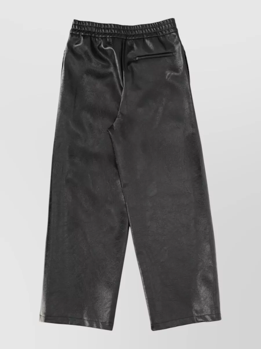 Msgm Wide Leg Trousers Elastic Waistband In Black