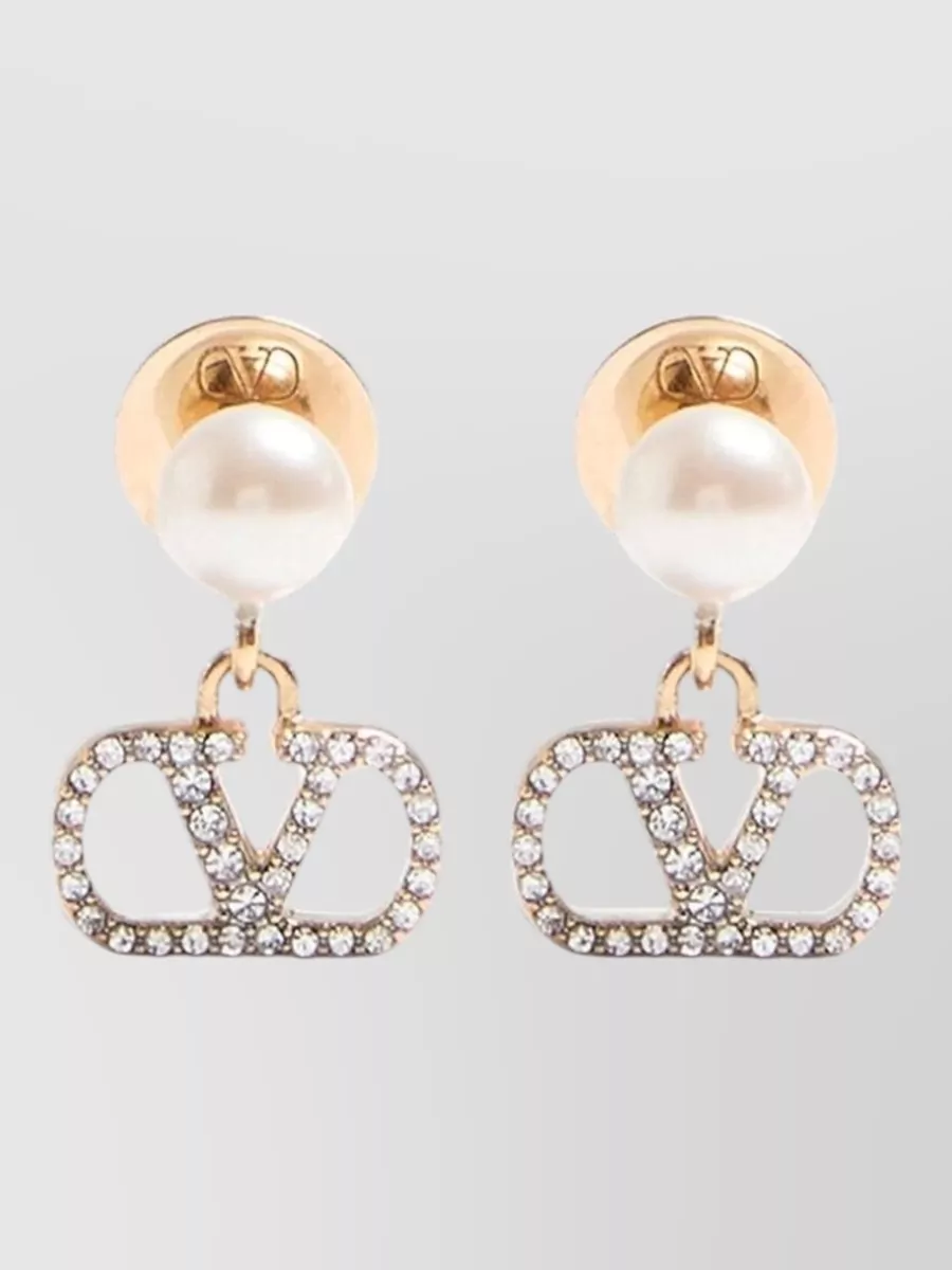 Valentino Garavani Crystal-embellished pearl earrings