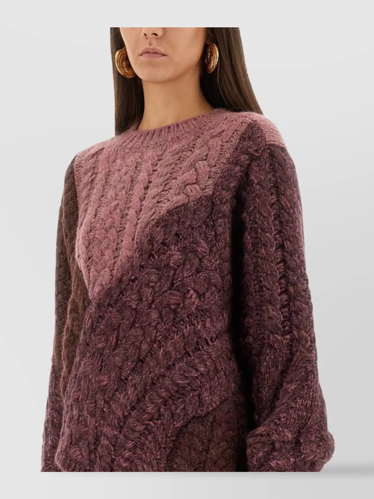 Isabel Marant Etoile Cable Knit Color Block Crew Neck Sweater