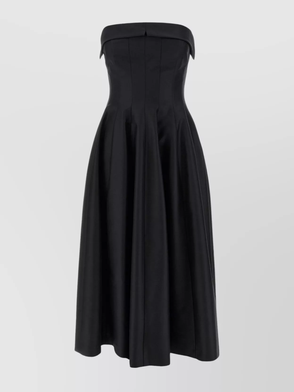 Alberta Ferretti Shoulder-baring Dress With Fitted Bodice And Flared Skirt In Black