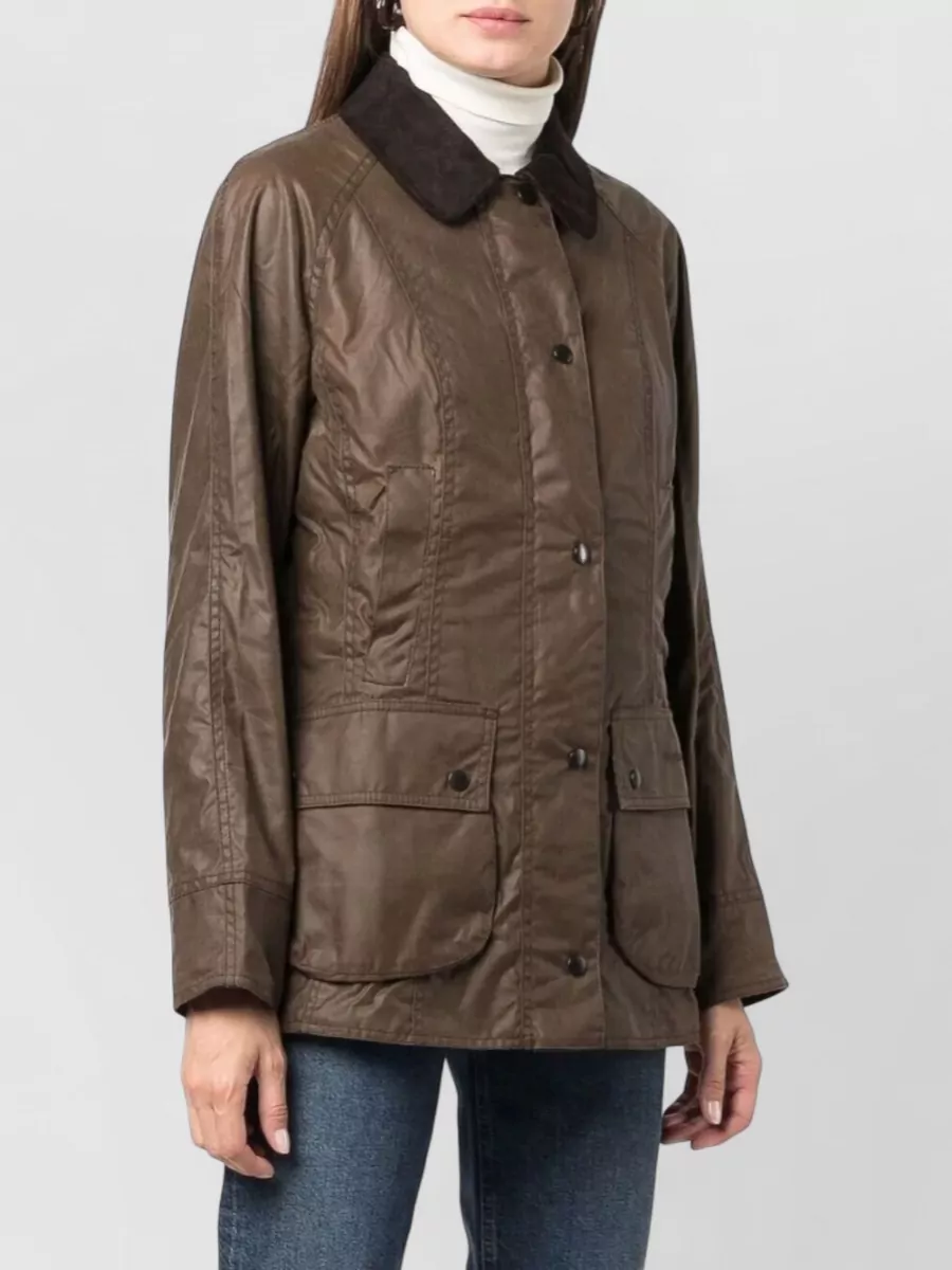 Barbour Beadnell Wax Jacket Corduroy Collar