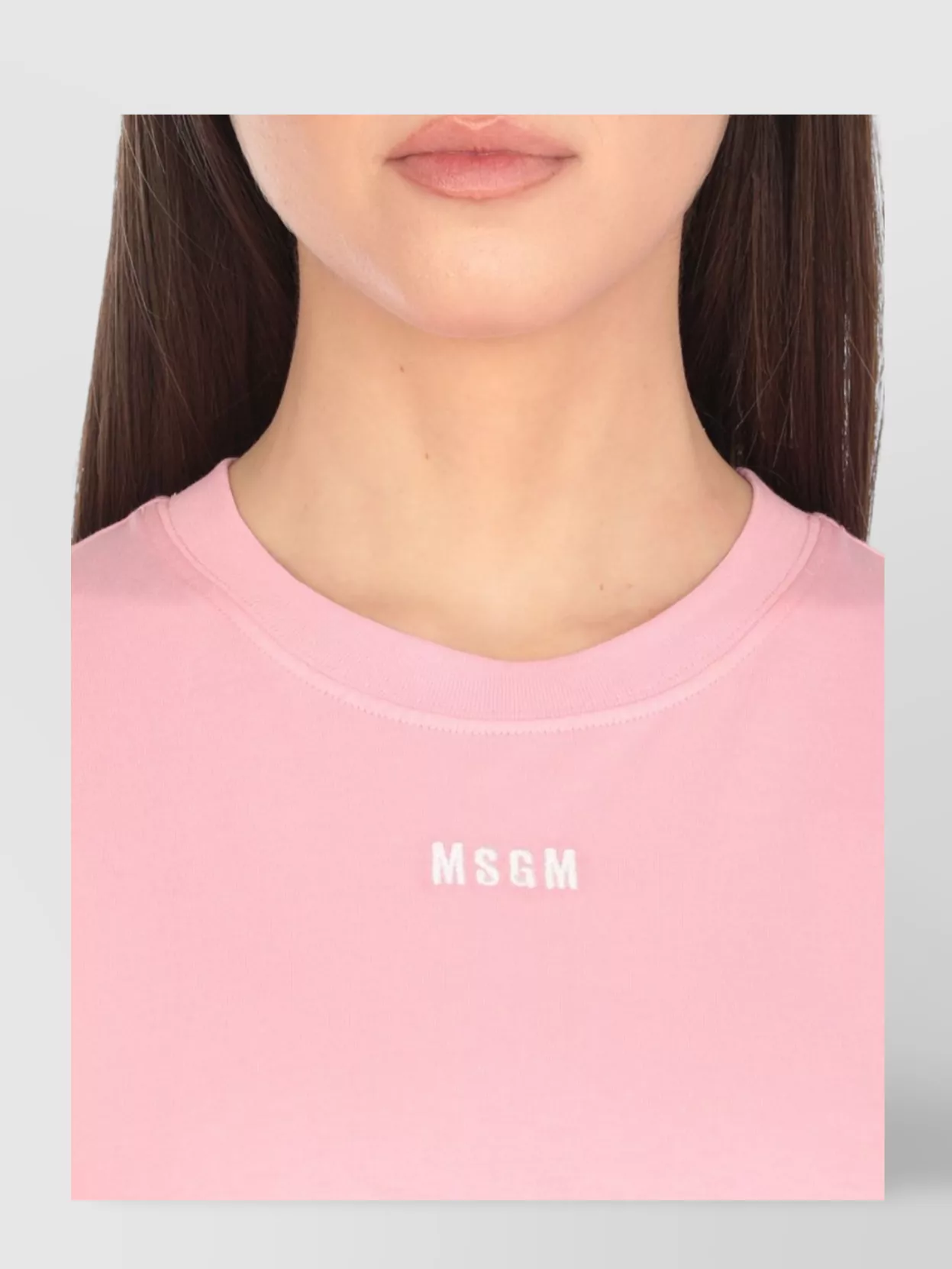 Msgm Cotton Maxi Dress Round Neck Short Sleeves