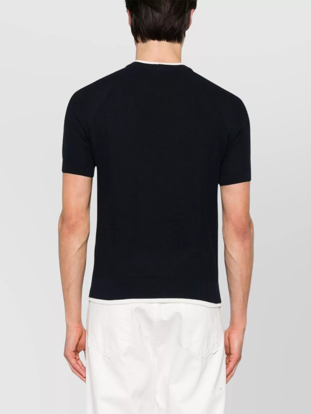 Eleventy Crew Neck Honeycomb T-Shirt Ribbed Hem