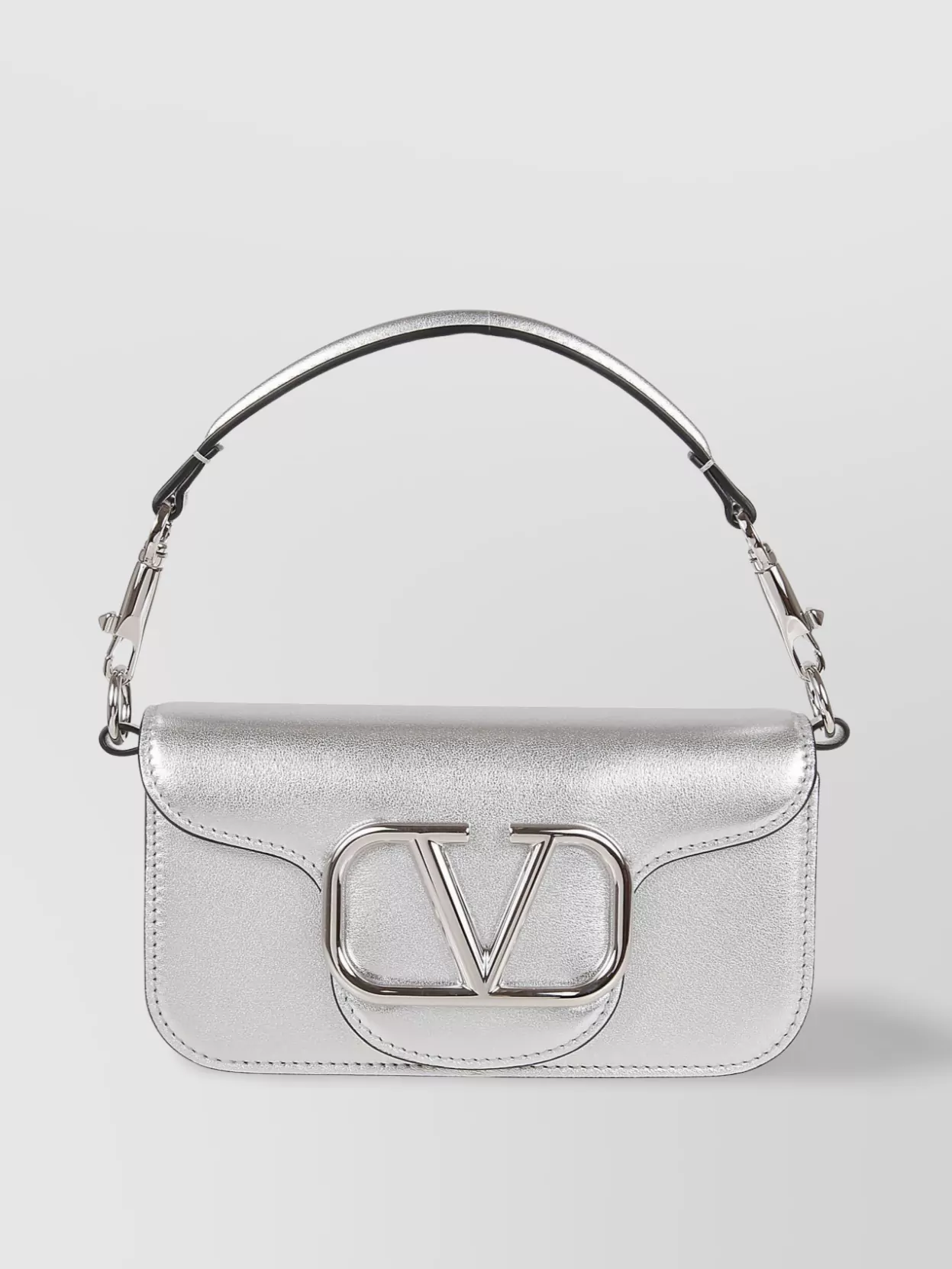 Shop Valentino Compact Leather Shoulder Bag In White