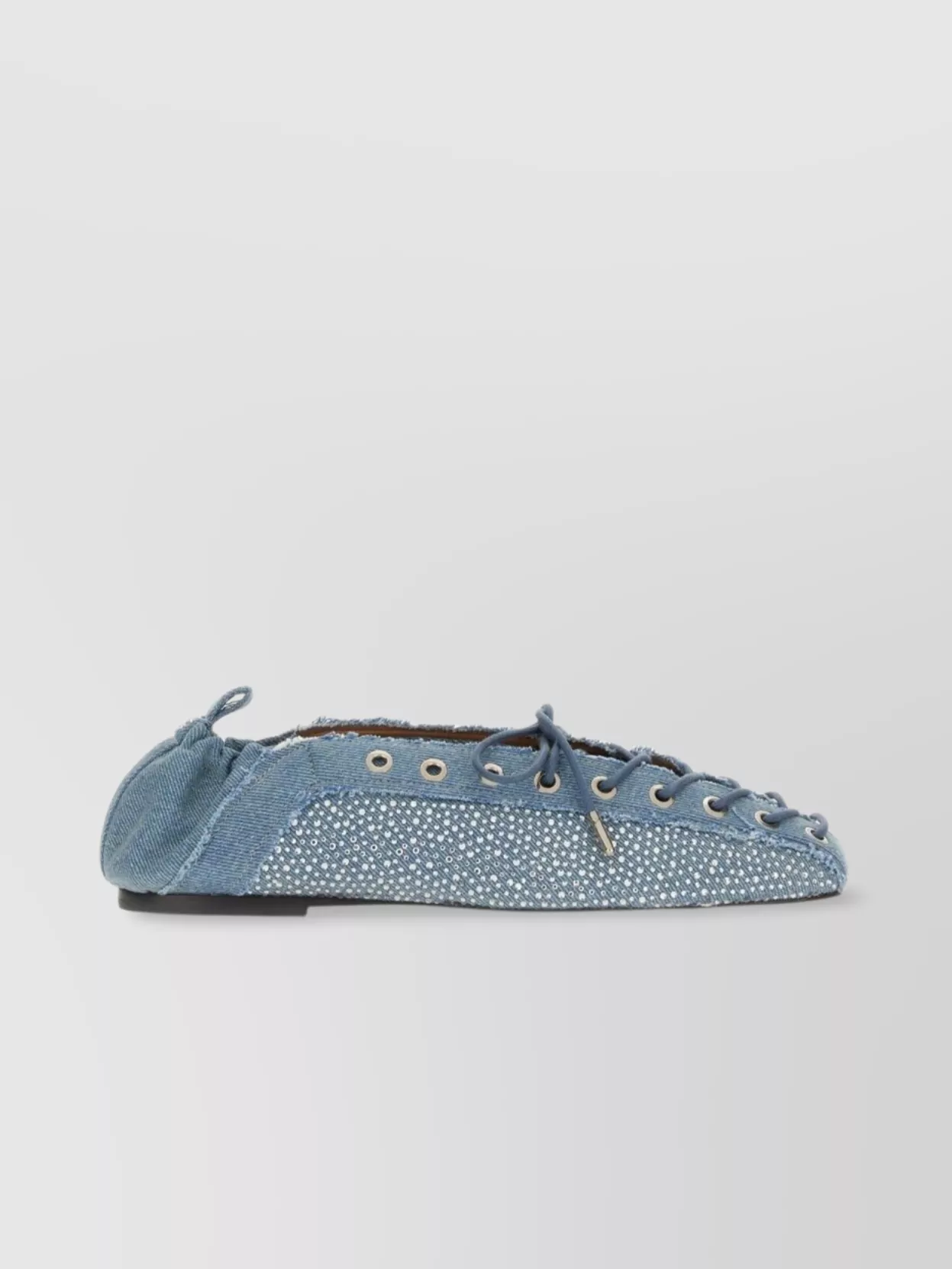 Ganni Eyelet Lace-Up Round Toe Ballerina