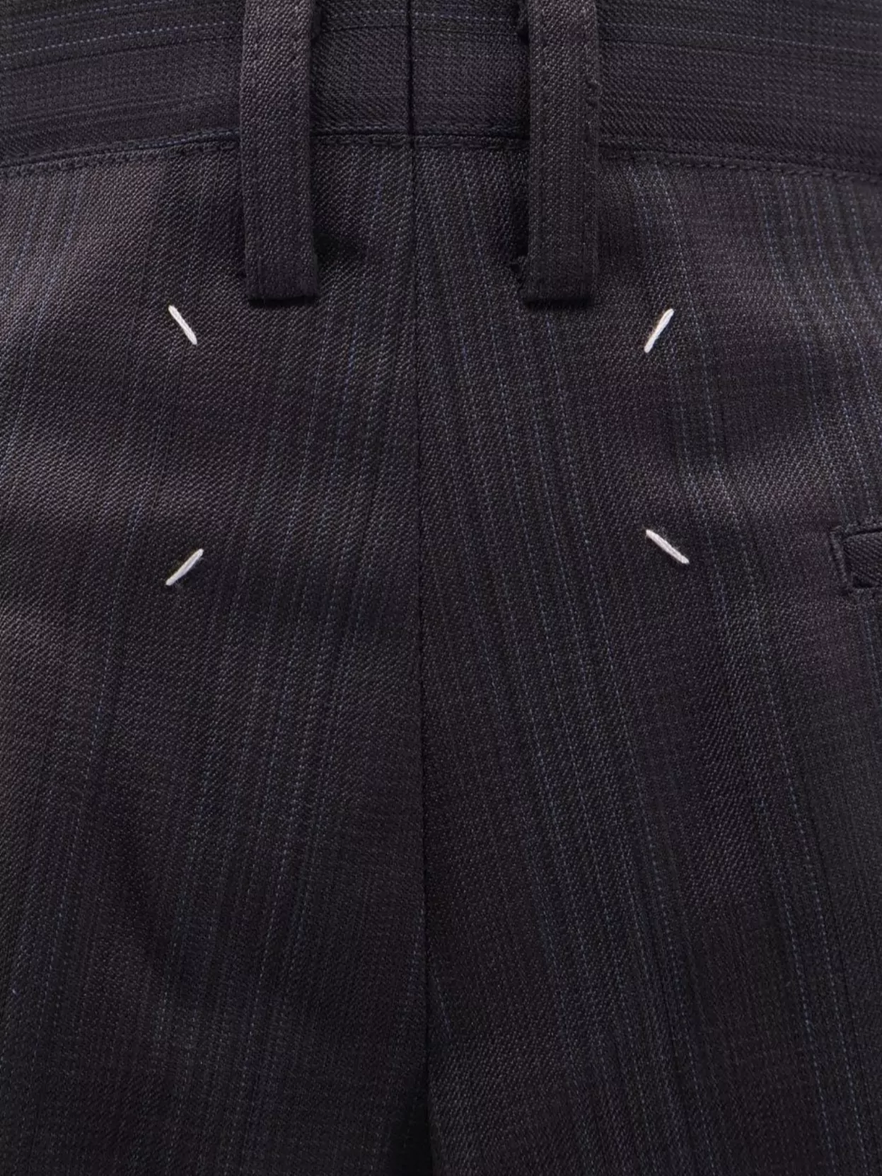 Maison Margiela Pinstripe Wool Shorts Featuring Pleated Front