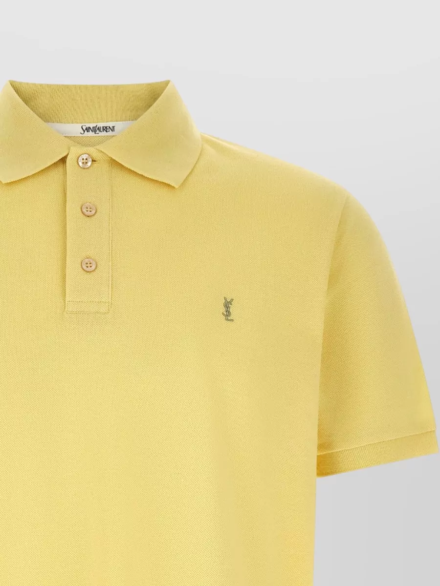 Saint Laurent Cotton Piqué Short-Sleeve Polo Shirt