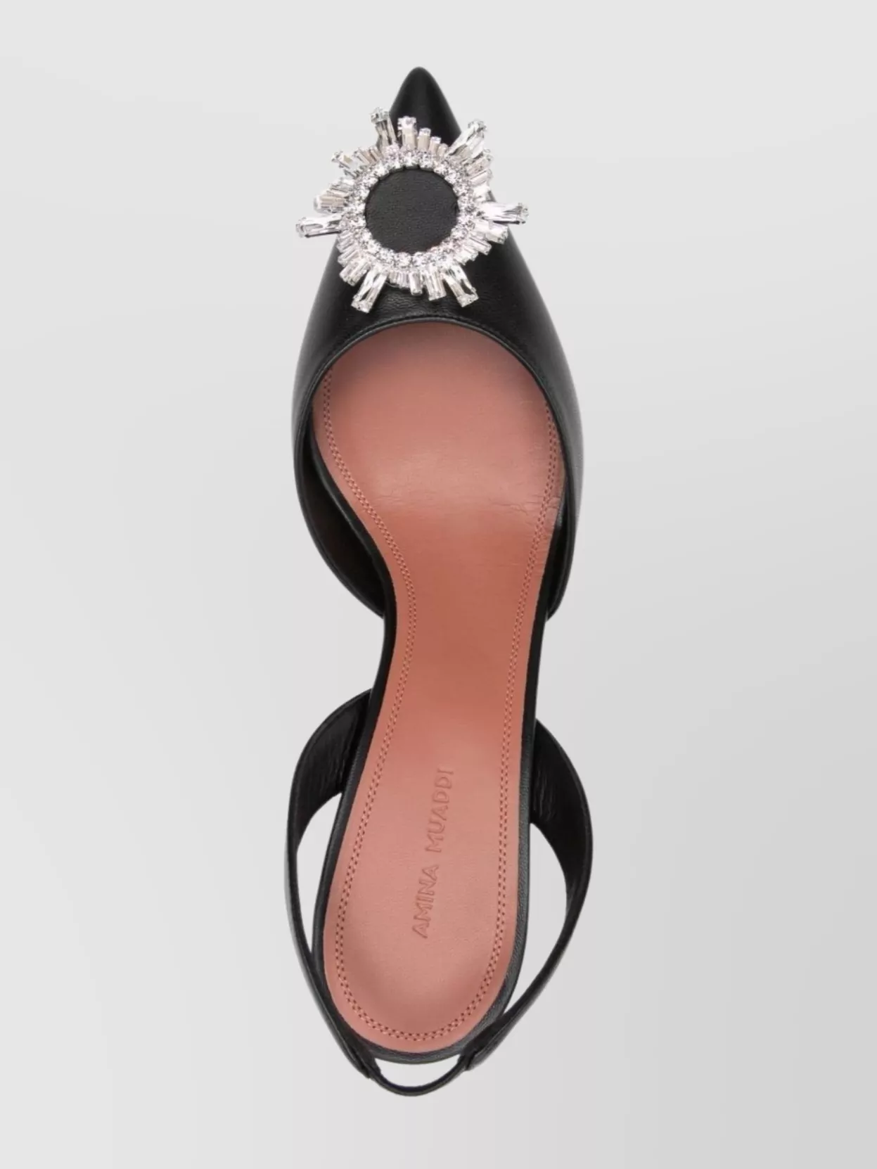 Amina Muaddi Leather Slingback Pumps Featuring Sculptural Heel