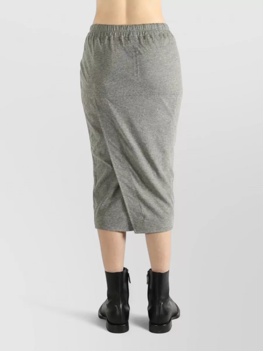 Rick Owens Drkshdw Pull On Midi Skirt Rear Slit Pockets