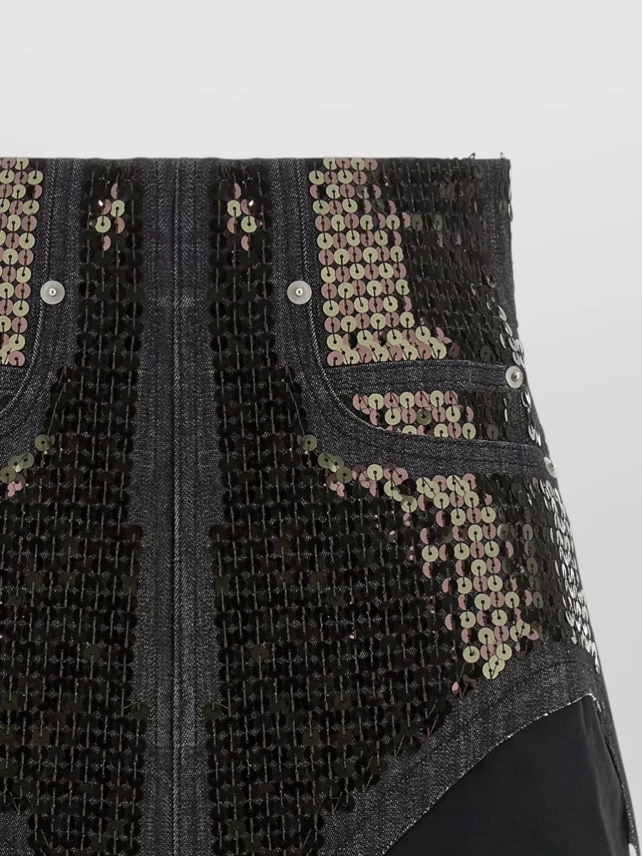 Rick Owens High Waist Sequin Shorts Back Front Pockets