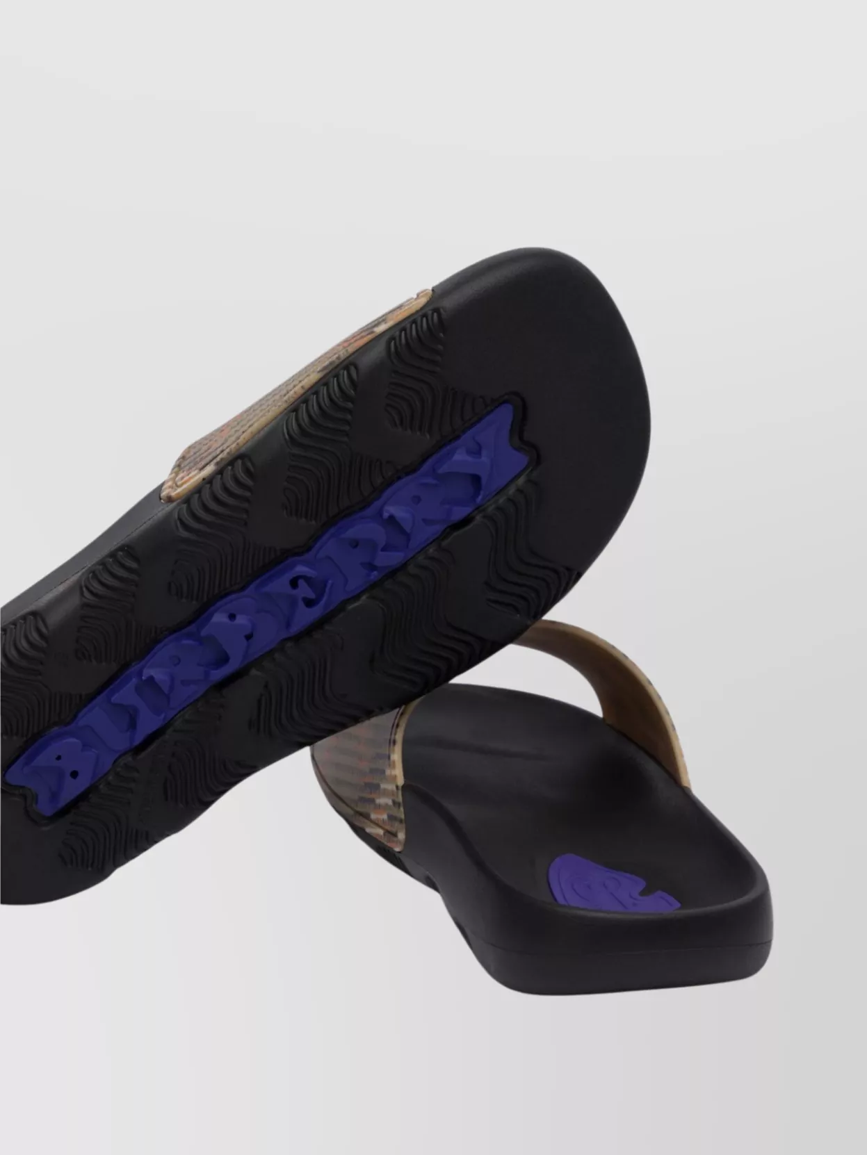 Burberry Patterned Strap Open Toe Sandals With Textured Sole