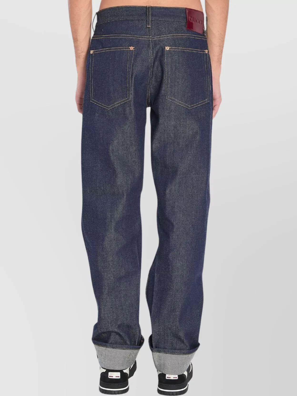 Gucci Embroidered Hems Denim Trousers