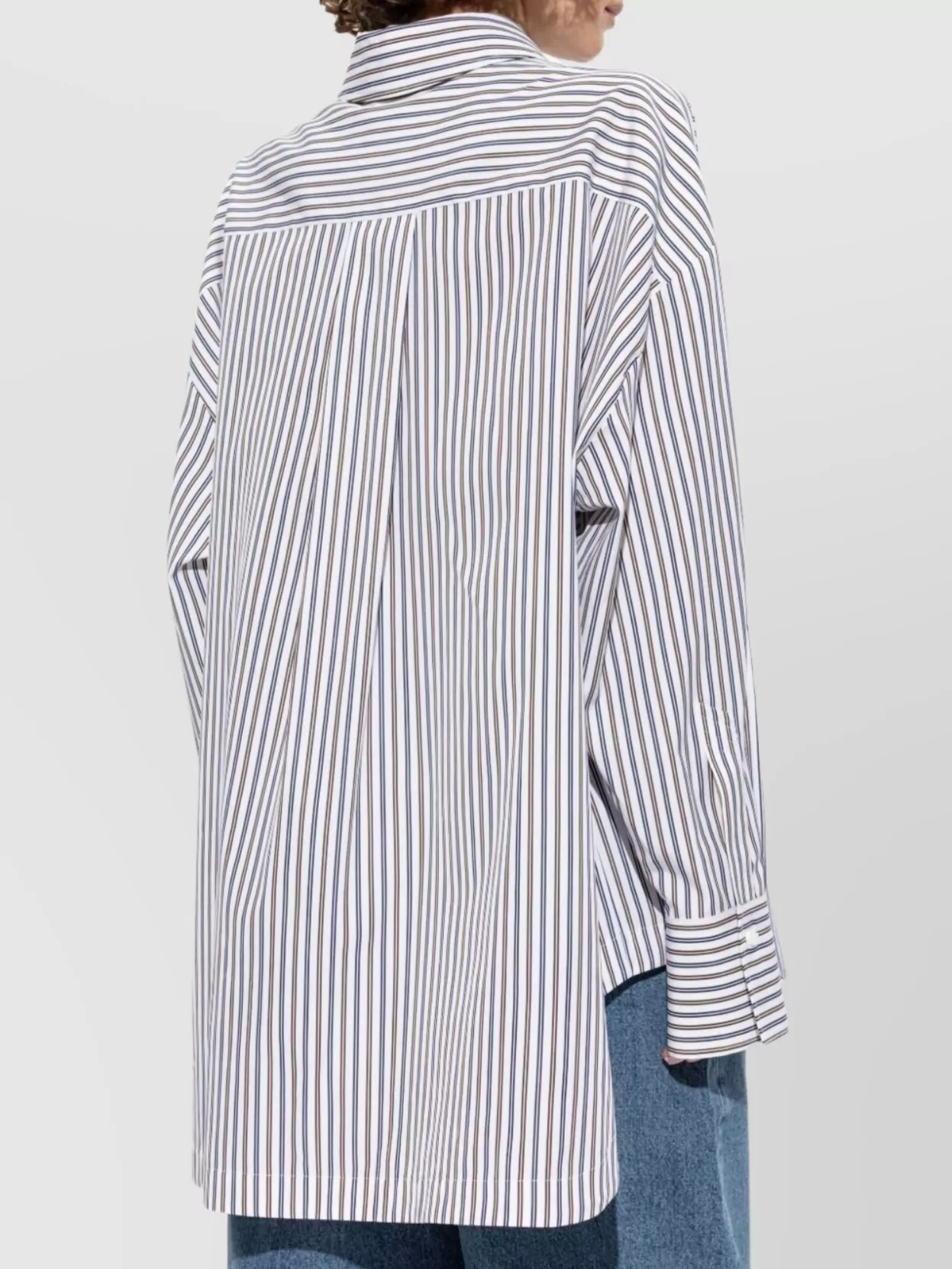 Attico Striped Cotton Shirt With Long Sleeves In Gray