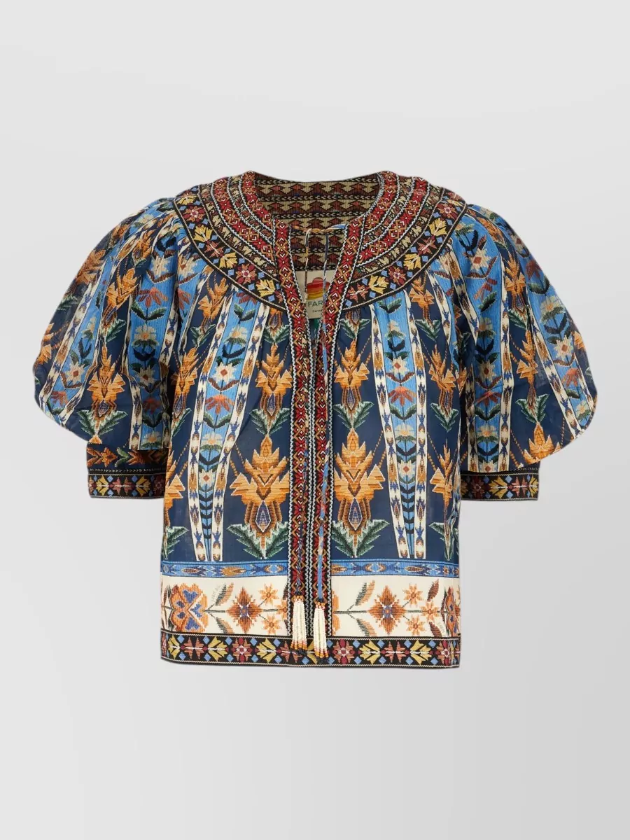 Farm Rio printed cotton blouse