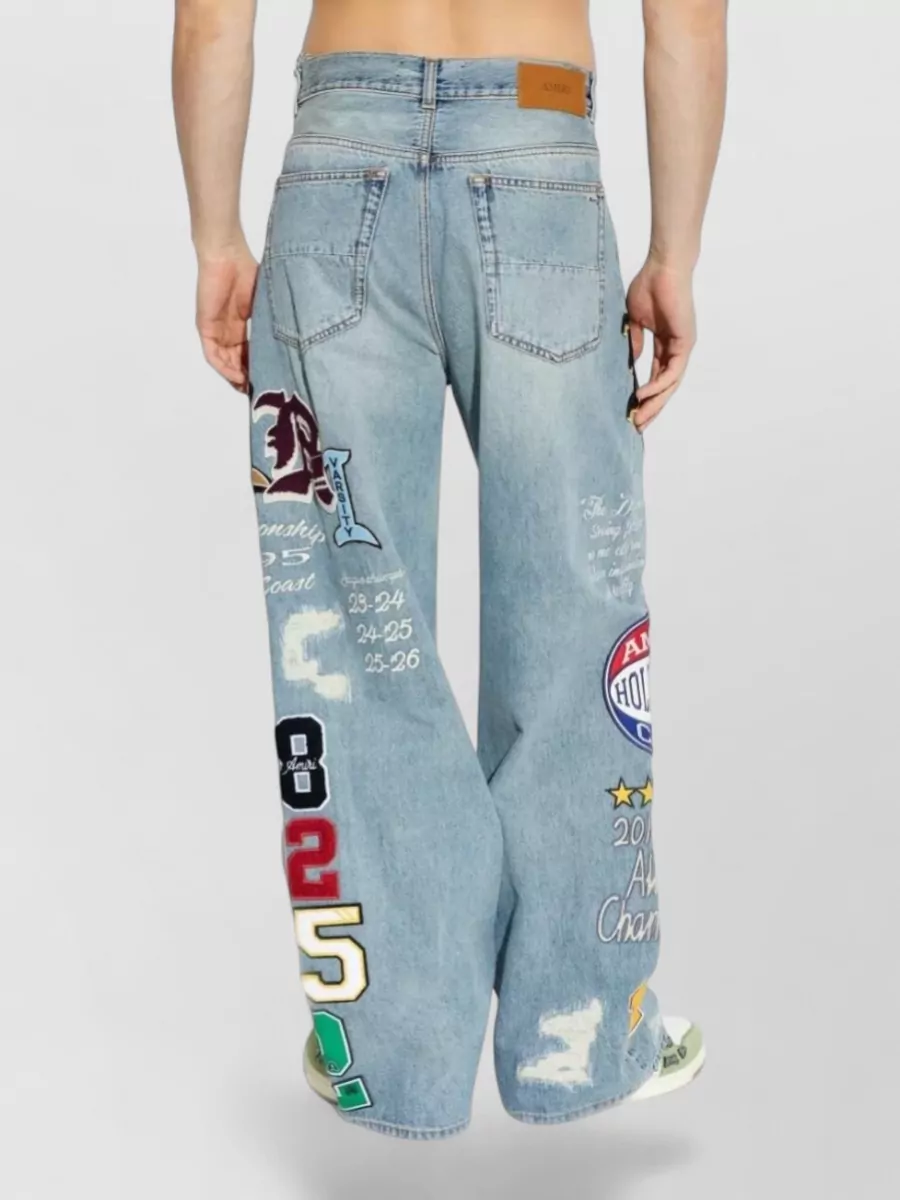 Amiri Varsity Patch Baggy Denim Five Pocket