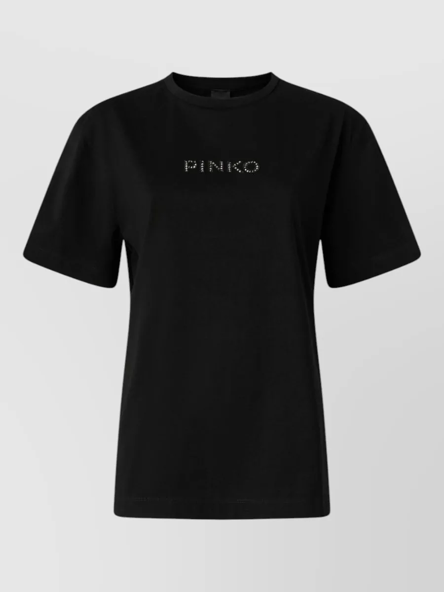 Pinko cotton rhinestone logo-print t-shirt
