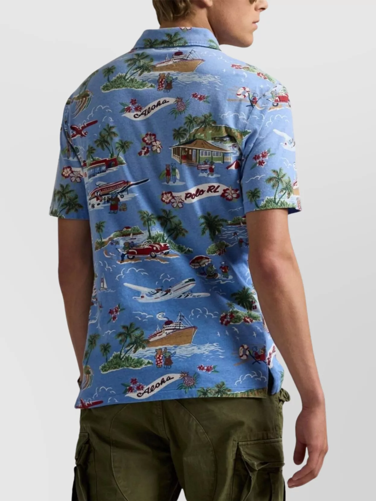 Ralph Lauren Logo Print Polo Shirt With Tropical Theme