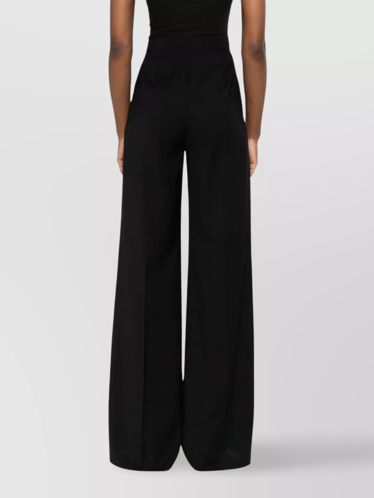 Max Mara Straight High Waist Wide-leg Trousers In Black