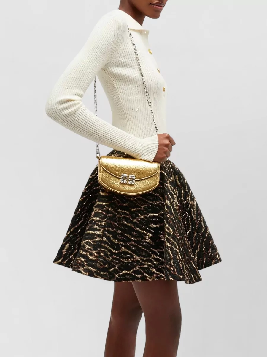 Ganni Na Na Crushed Metallic Cross-Body Bag