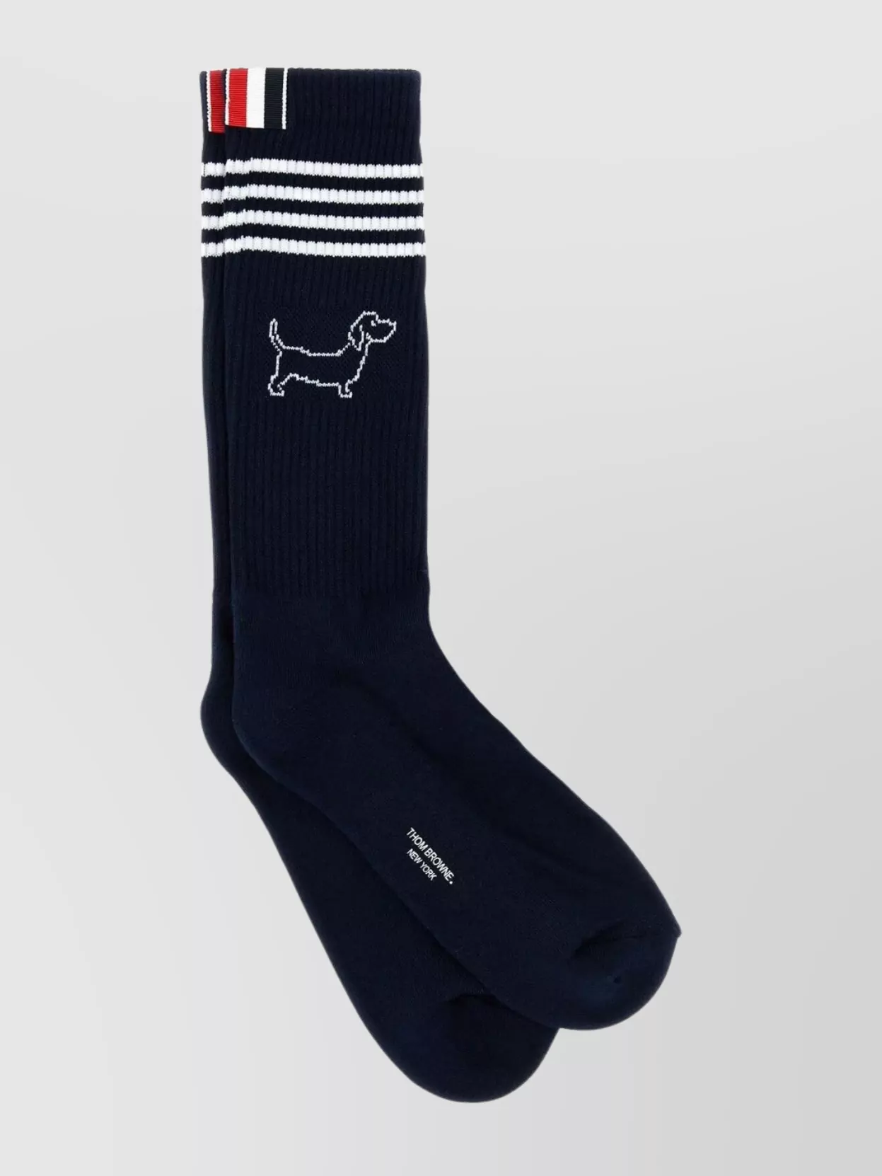 Shop Thom Browne Hector Athletic Ribbed Stretch Cotton Blend Socks In Blue